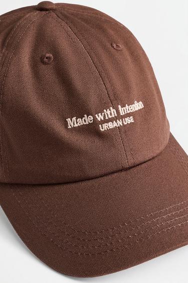 Text embroidery cap — BROWN/WHITE 3