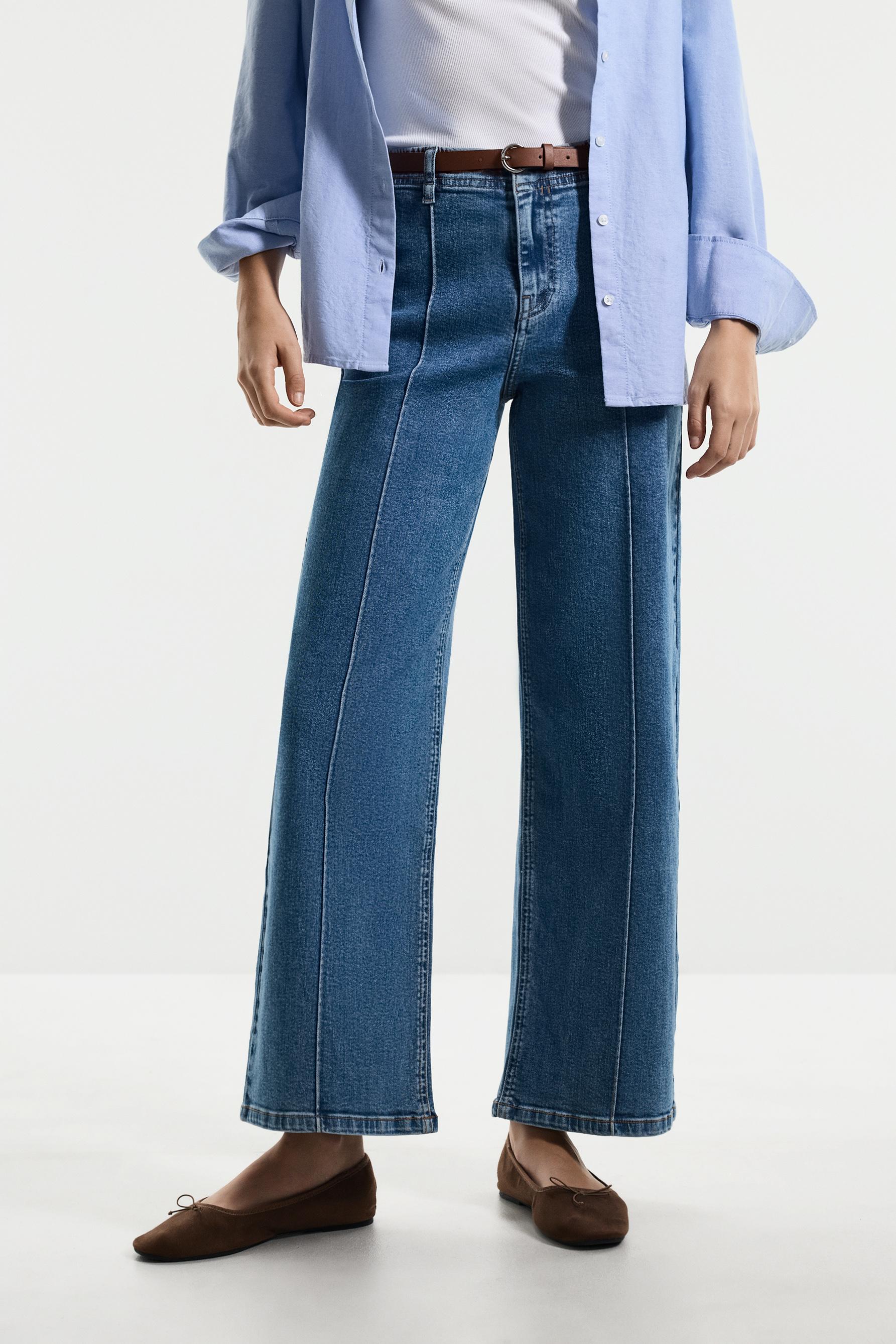 Straight leg seam detail jeans — INDIGO