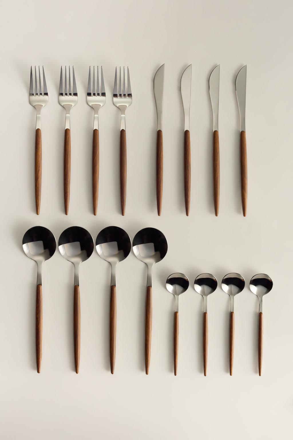 Set di posate da 16 pezzi effetto legno