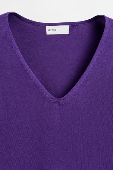 Basic V-neck sweater — LAVENDER 7