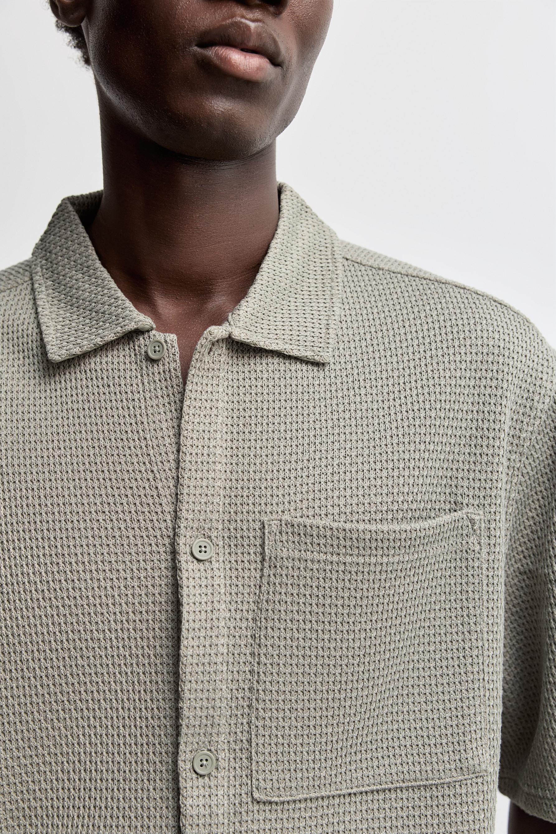 Waffle texture shirt — PALE GREEN