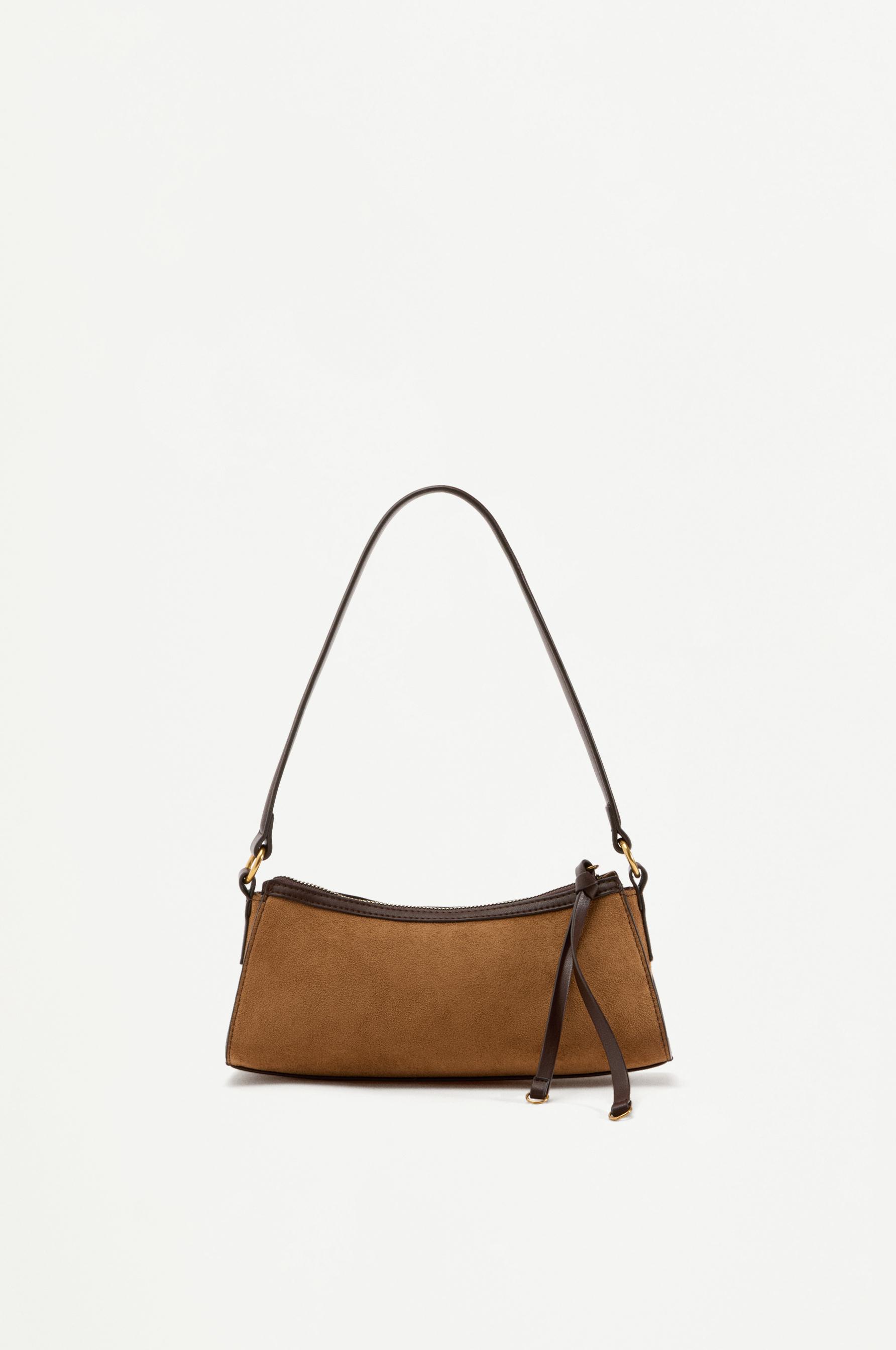 Faux suede shoulder bag — CAMEL
