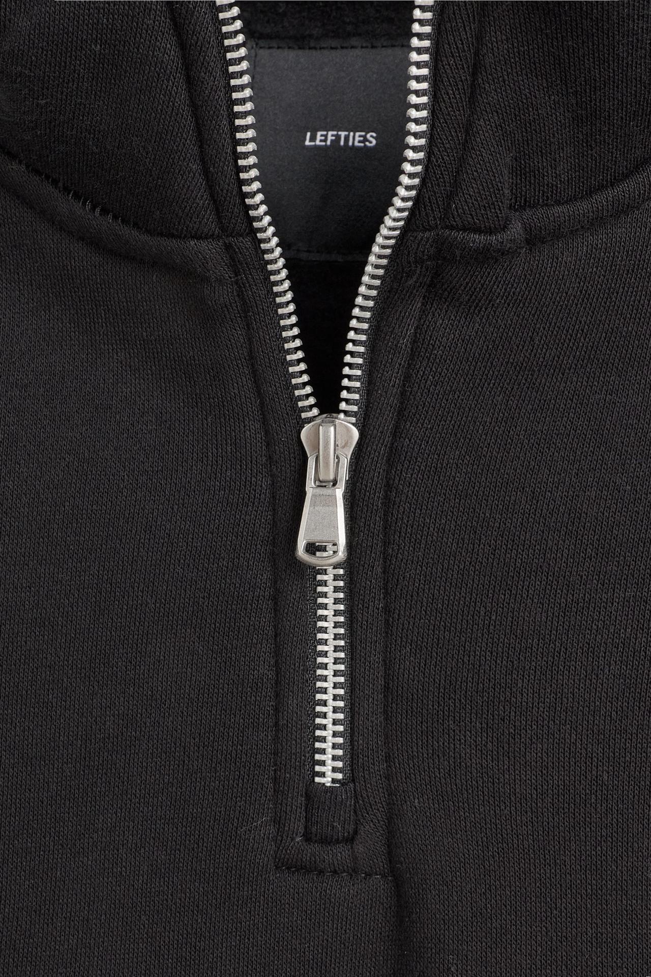 High-neck zip-up sweatshirt — BLACK