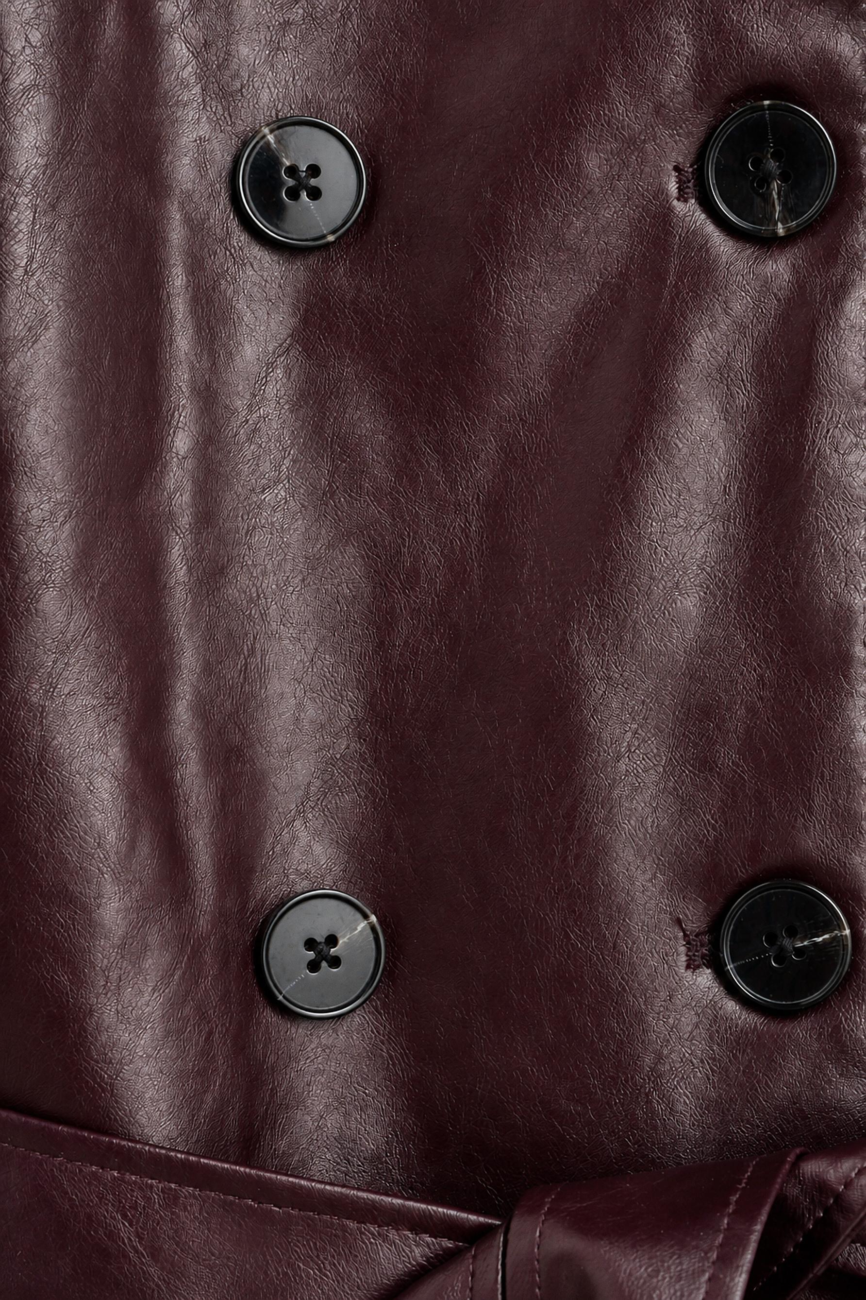 Leather effect trench coat — WINE