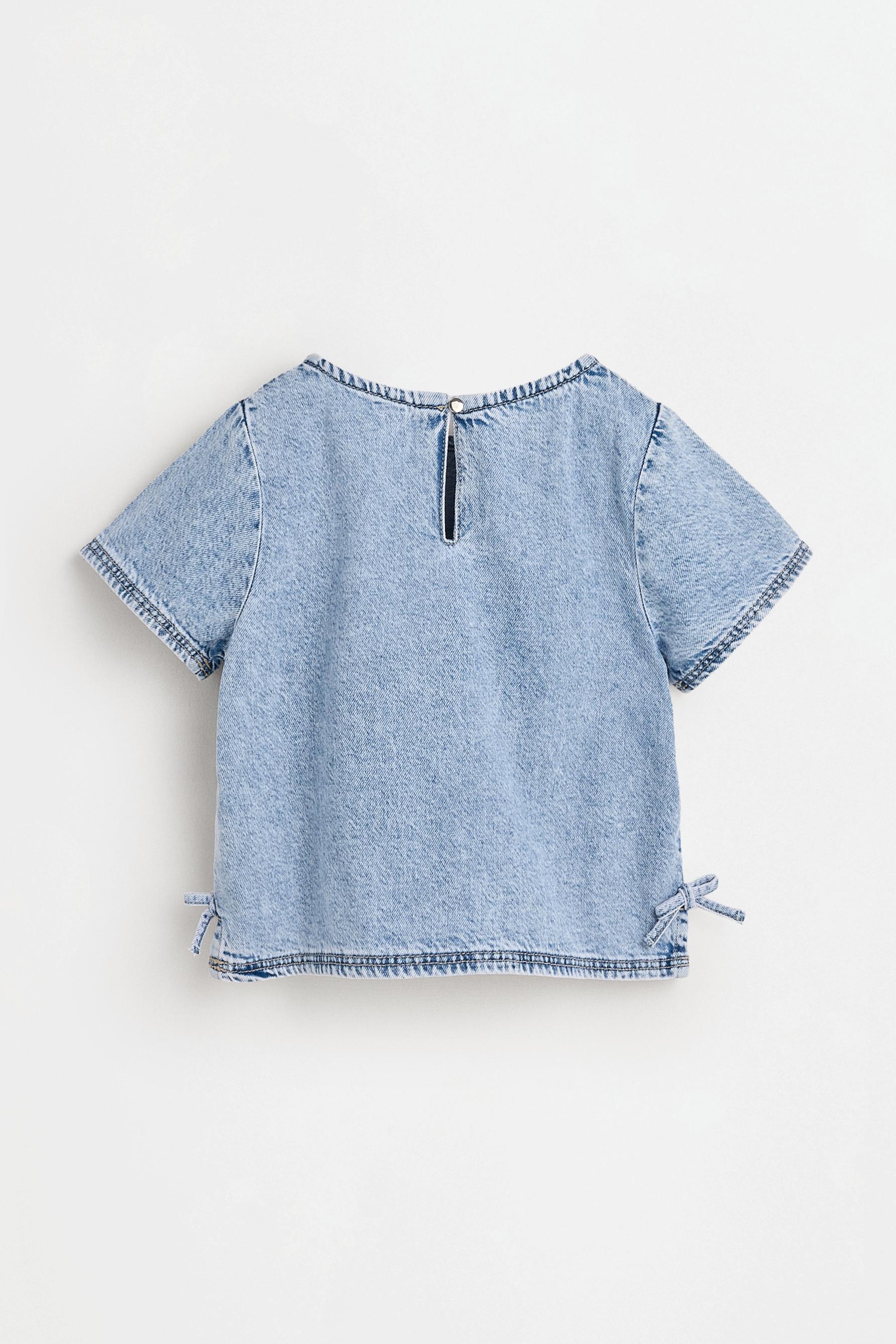 Denim top with ties — FADED SKY BLUE
