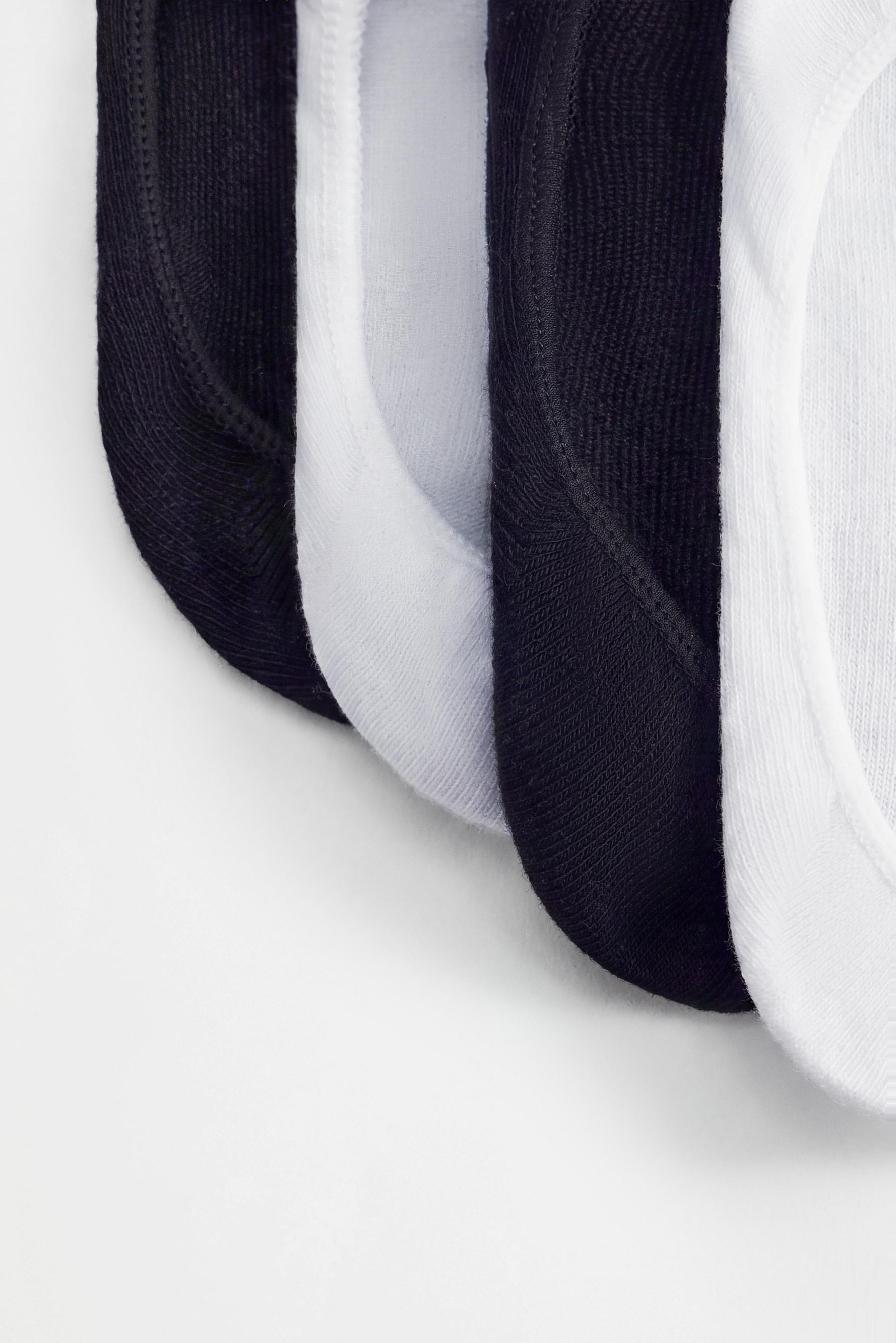 No-Show Socks (5-Pack) — WHITE/BLACK