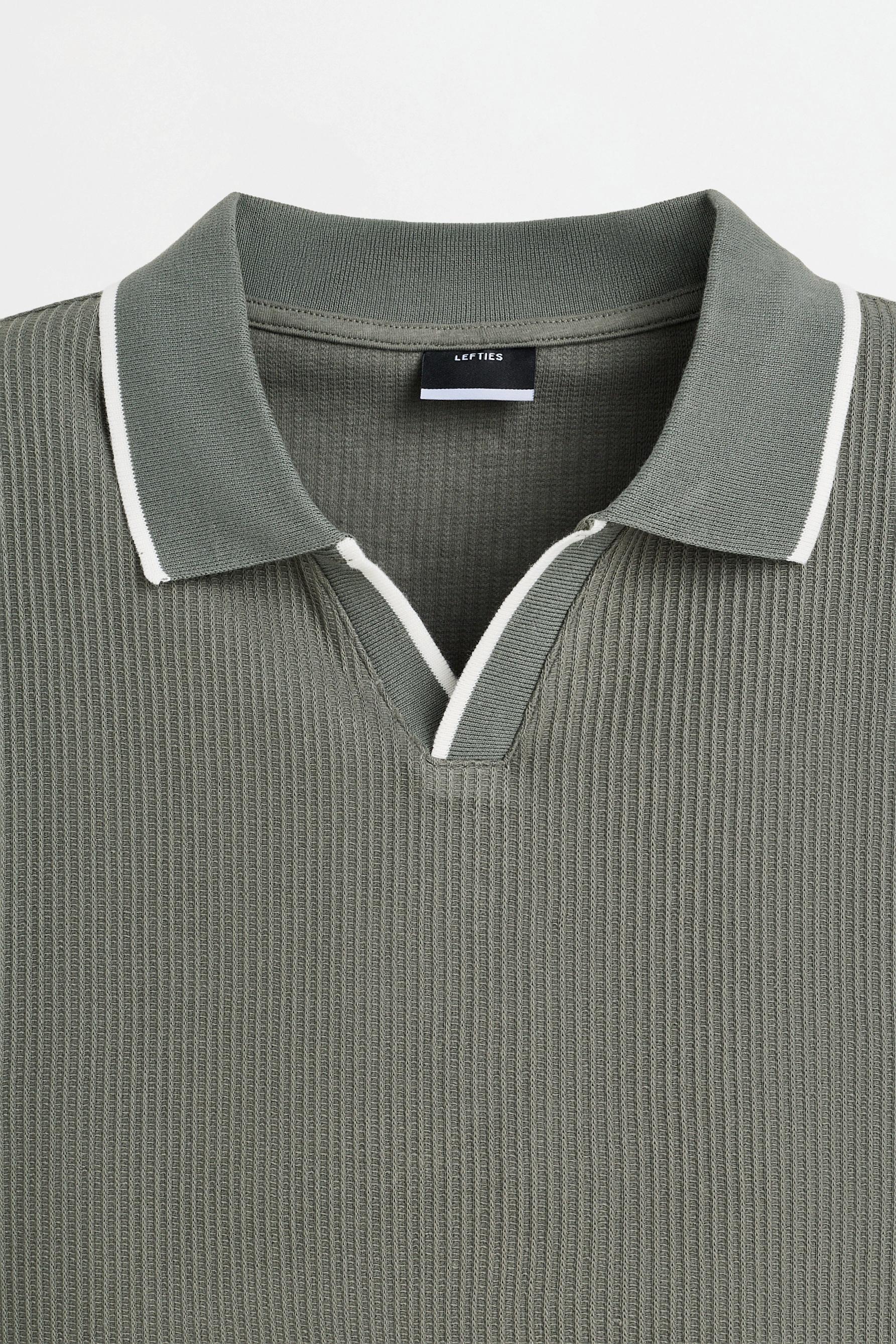 Contrast rib polo shirt — GREEN