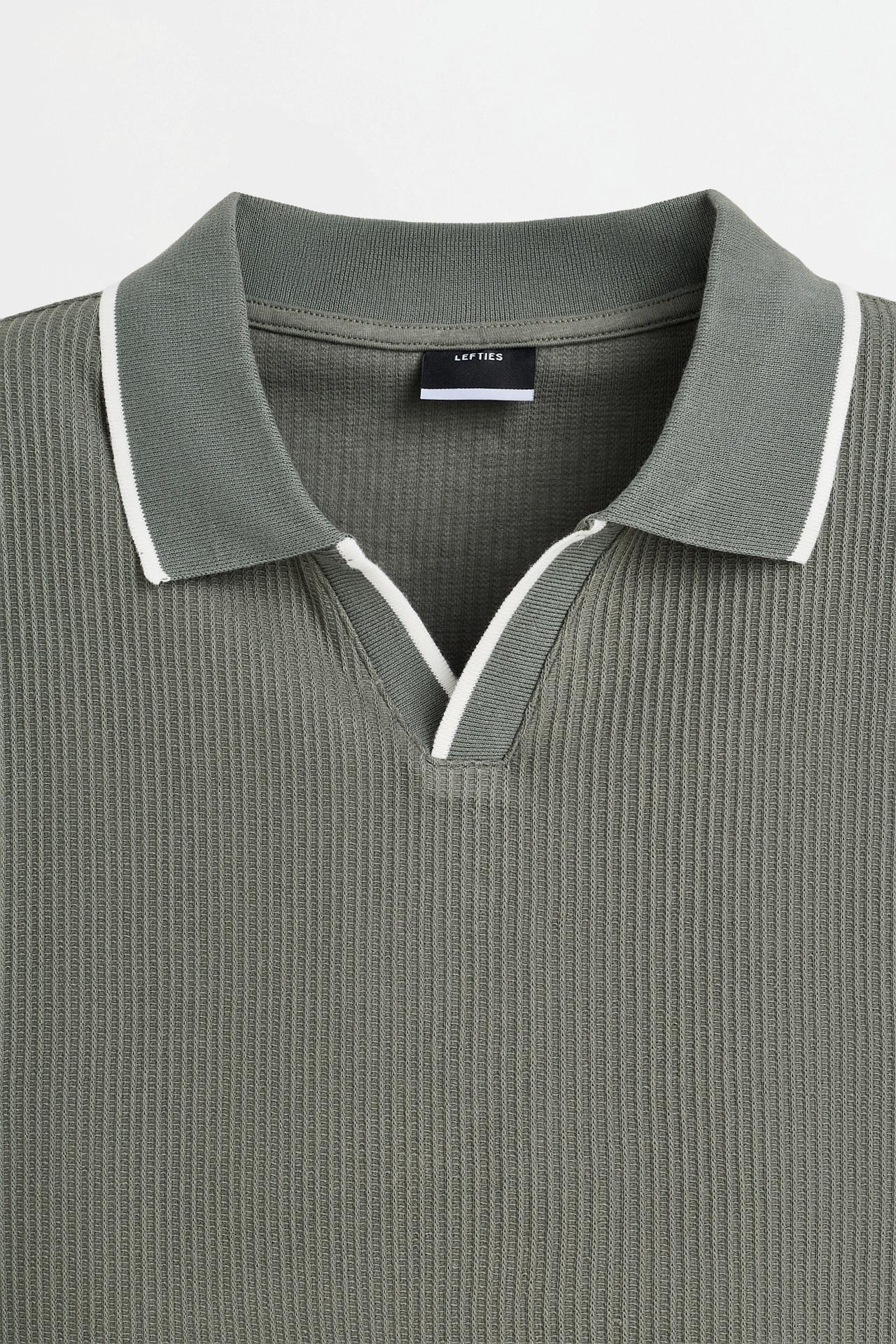 Contrast rib polo shirt — GREEN