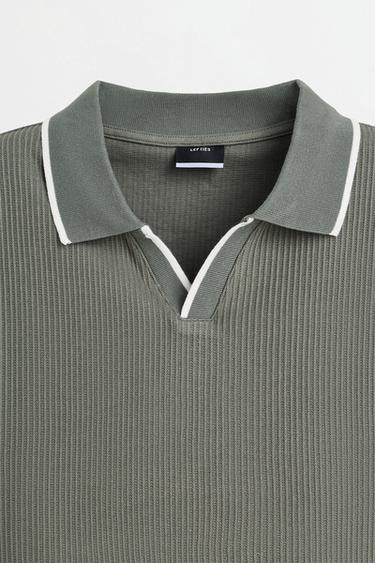 Contrast rib polo shirt — GREEN 7