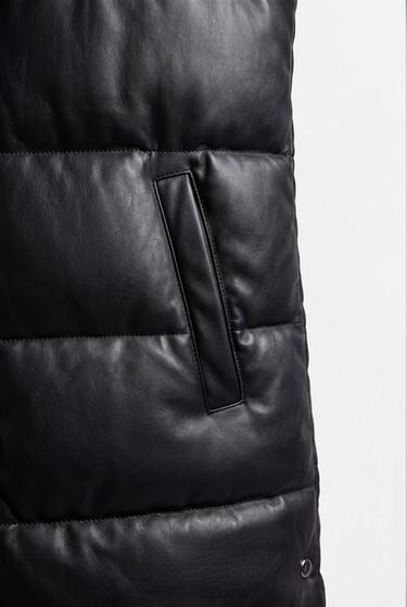 Leather effect puffer gilet — BLACK 7