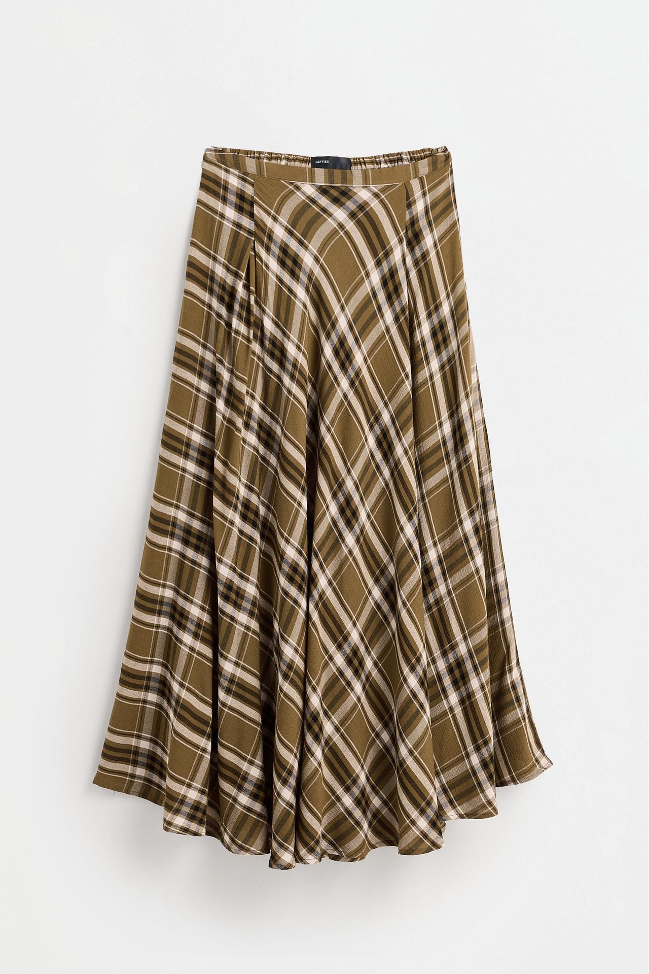 Plaid midi skirt — ECRU/KHAKI