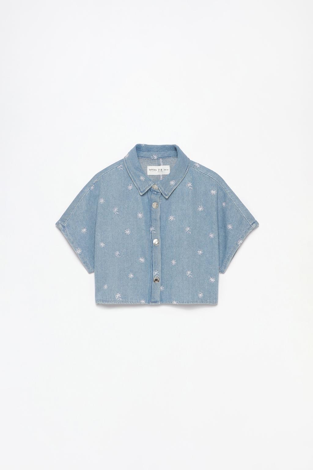 Embroidered denim shirt