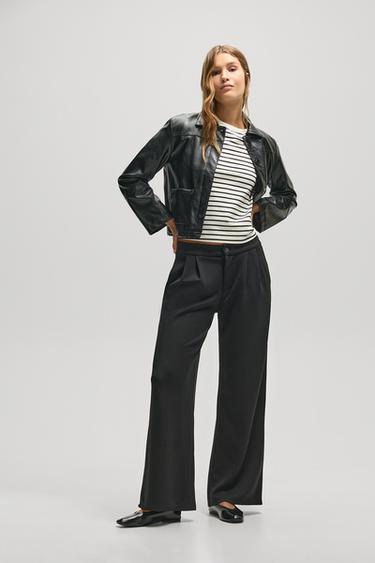 Wide-leg pleated trousers — BLACK 1