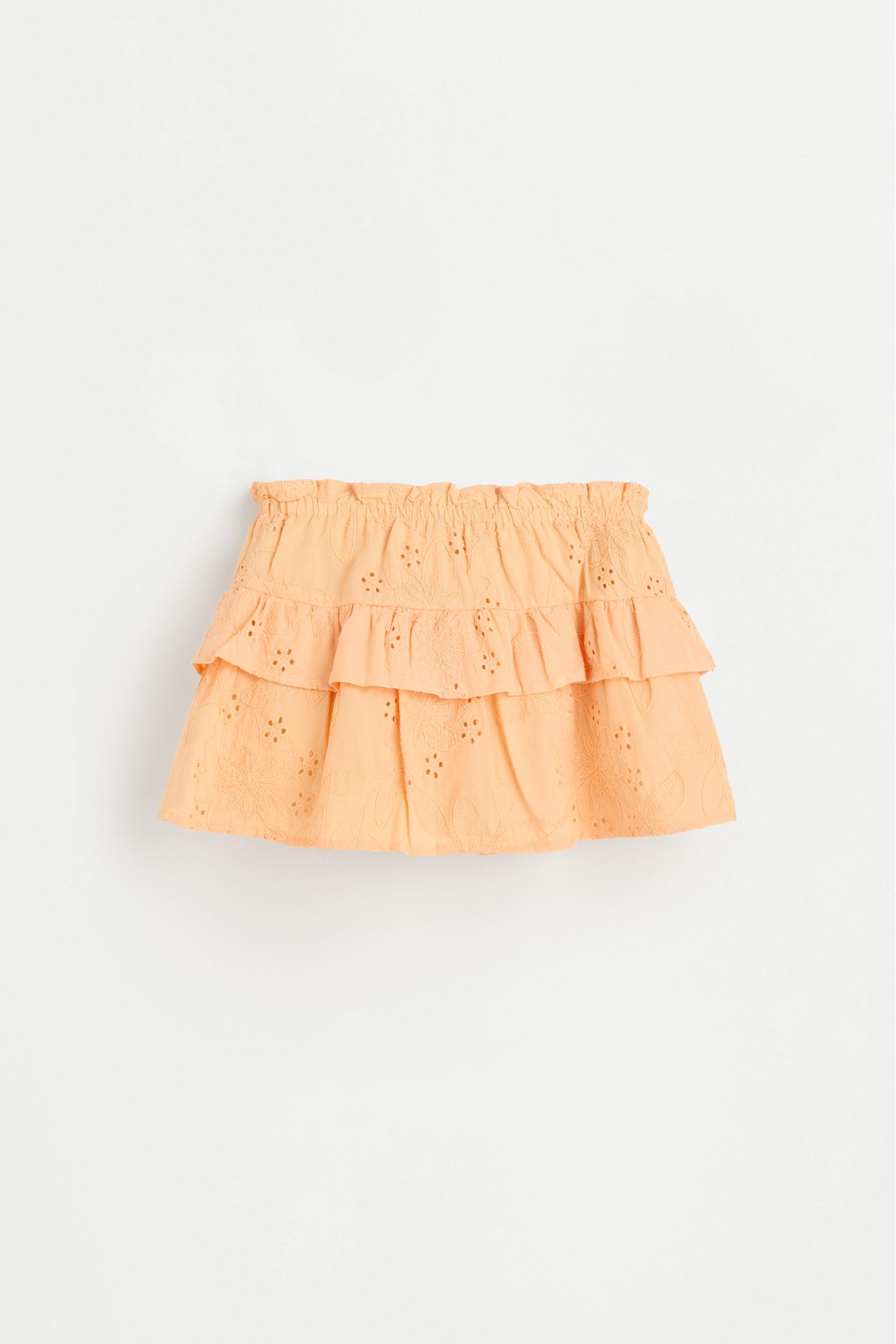 Swiss embroidery ruffled skirt — LIGHT ORANGE