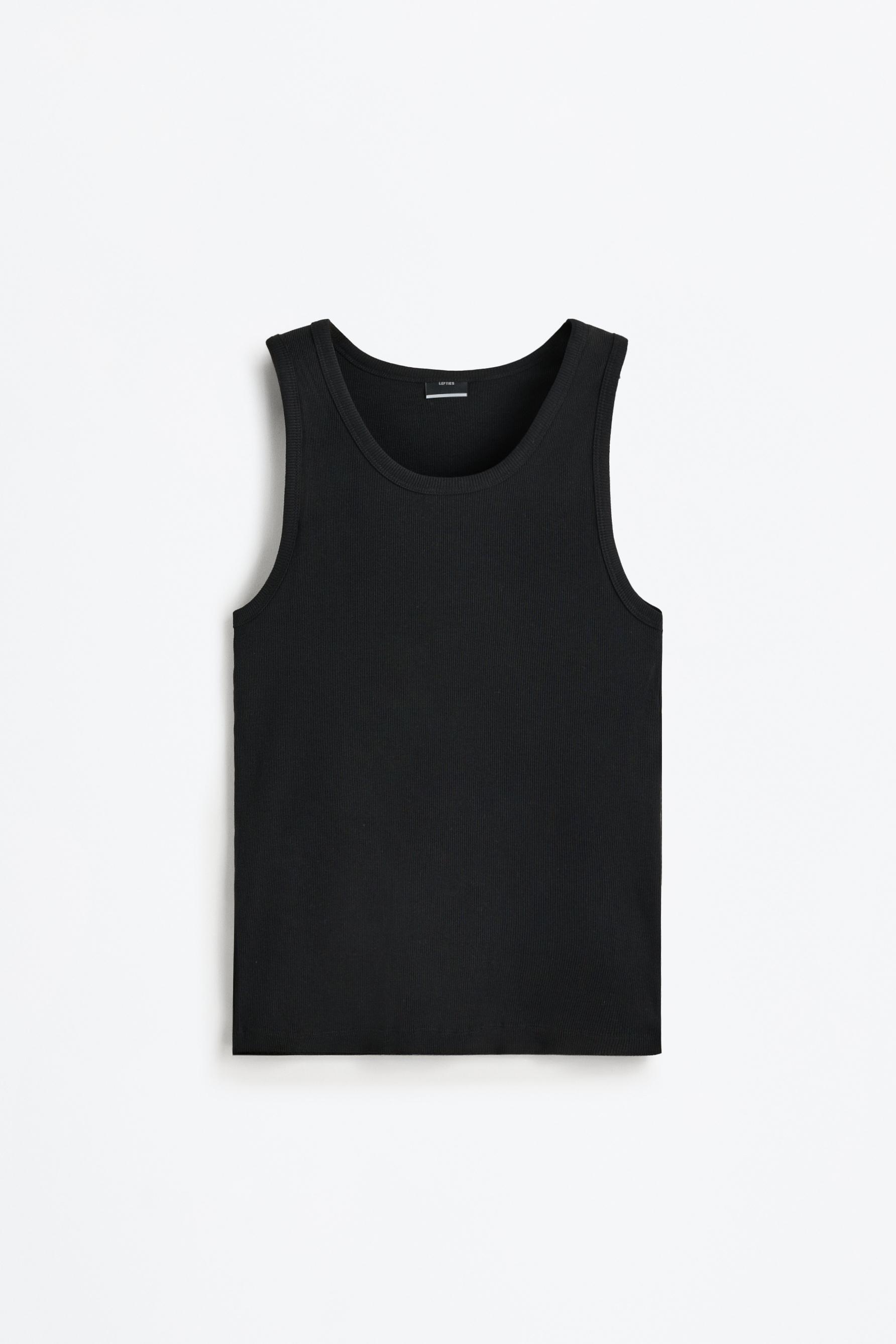 Ribbed vest top — BLACK