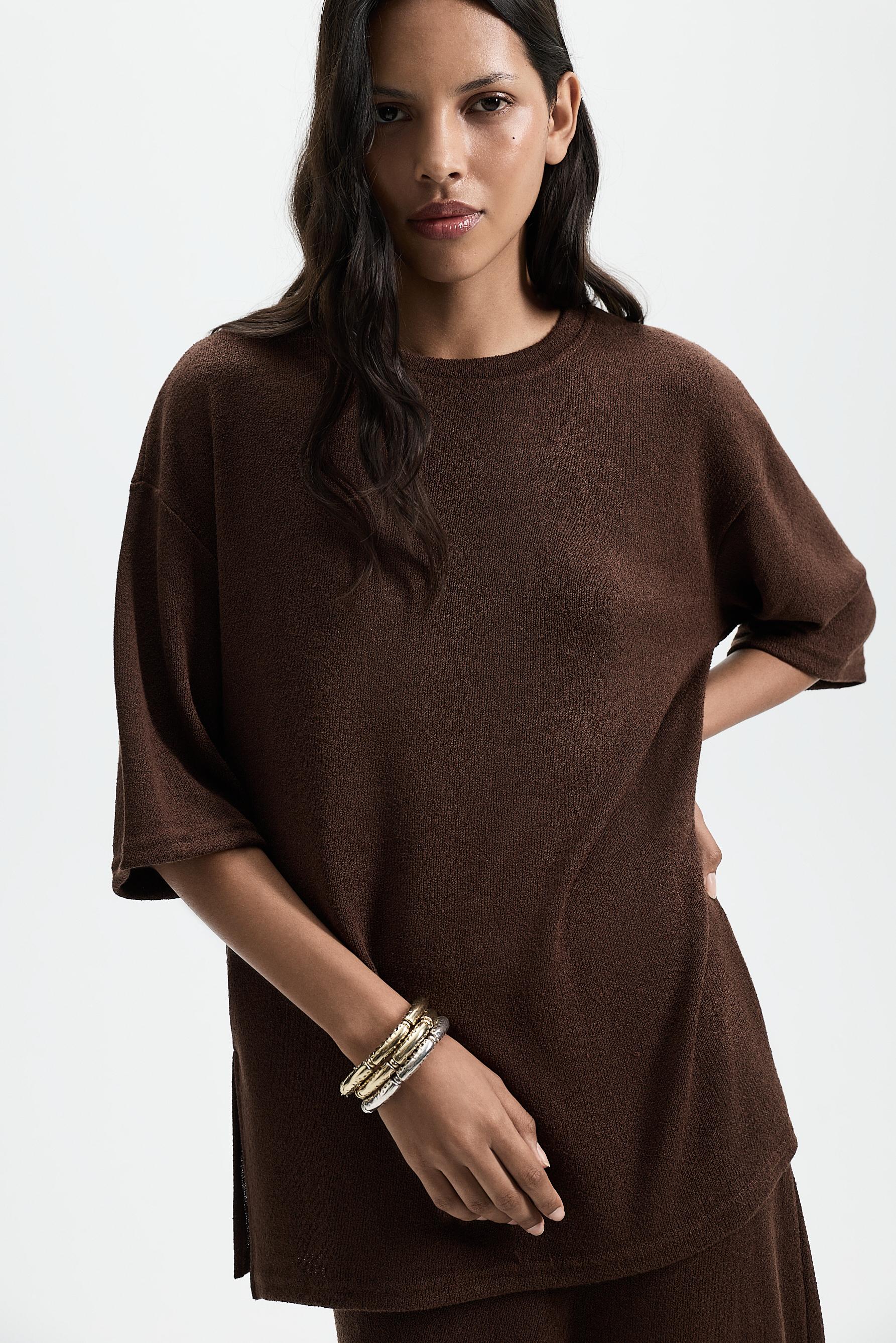 Oversize rustic T-shirt — CHOCOLATE