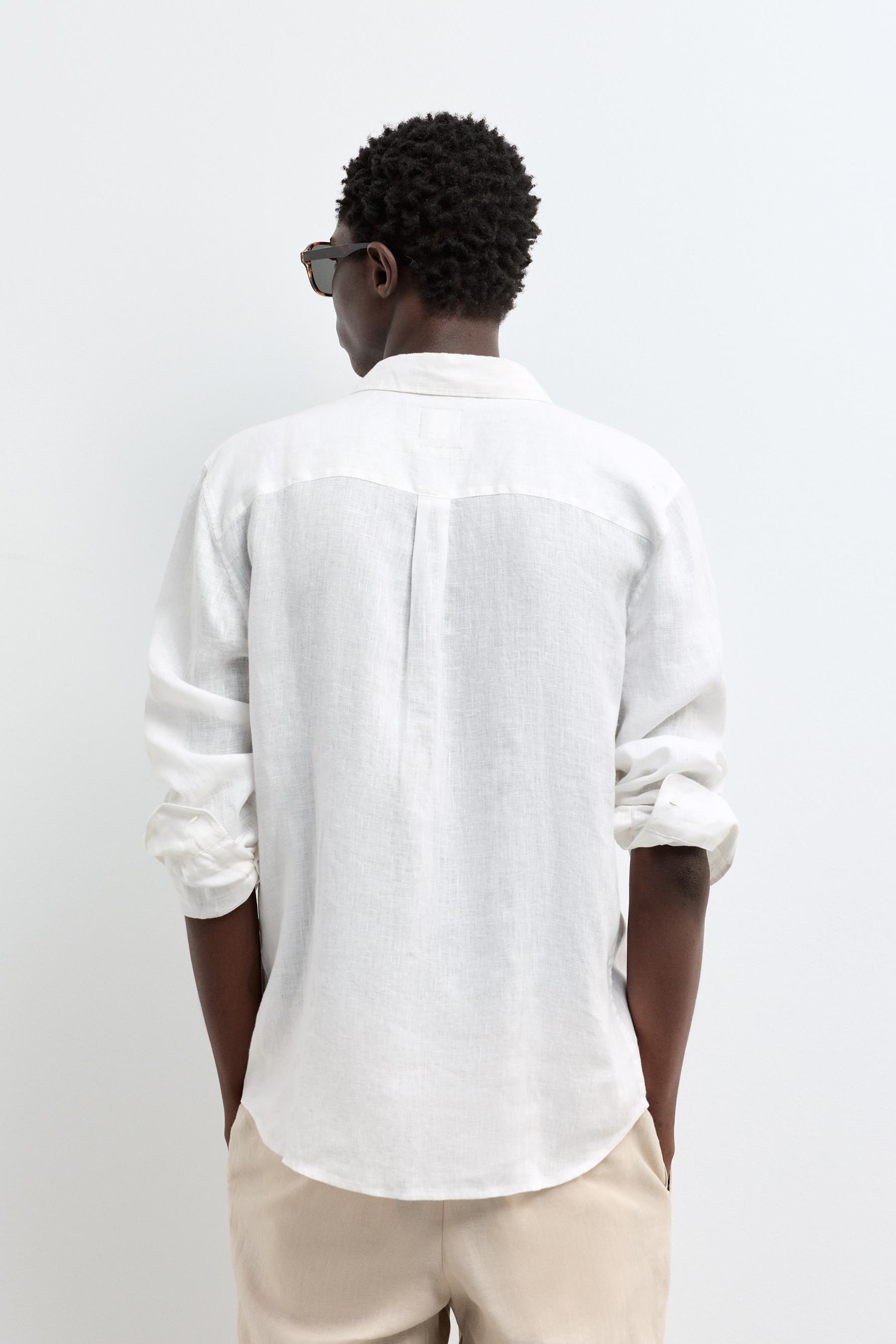 100% linen shirt — WHITE