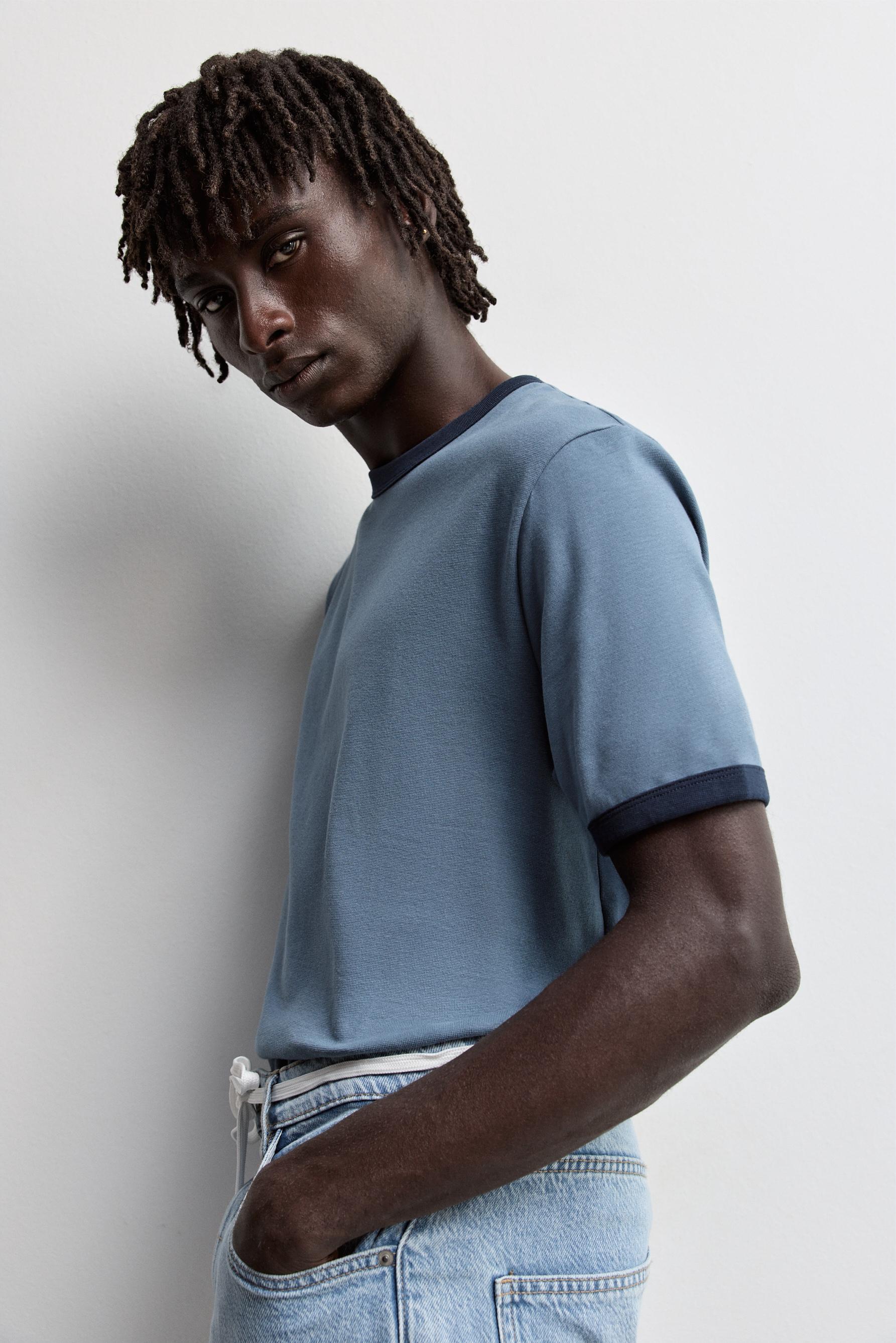 Contrast T-shirt — MEDIUM BLUE