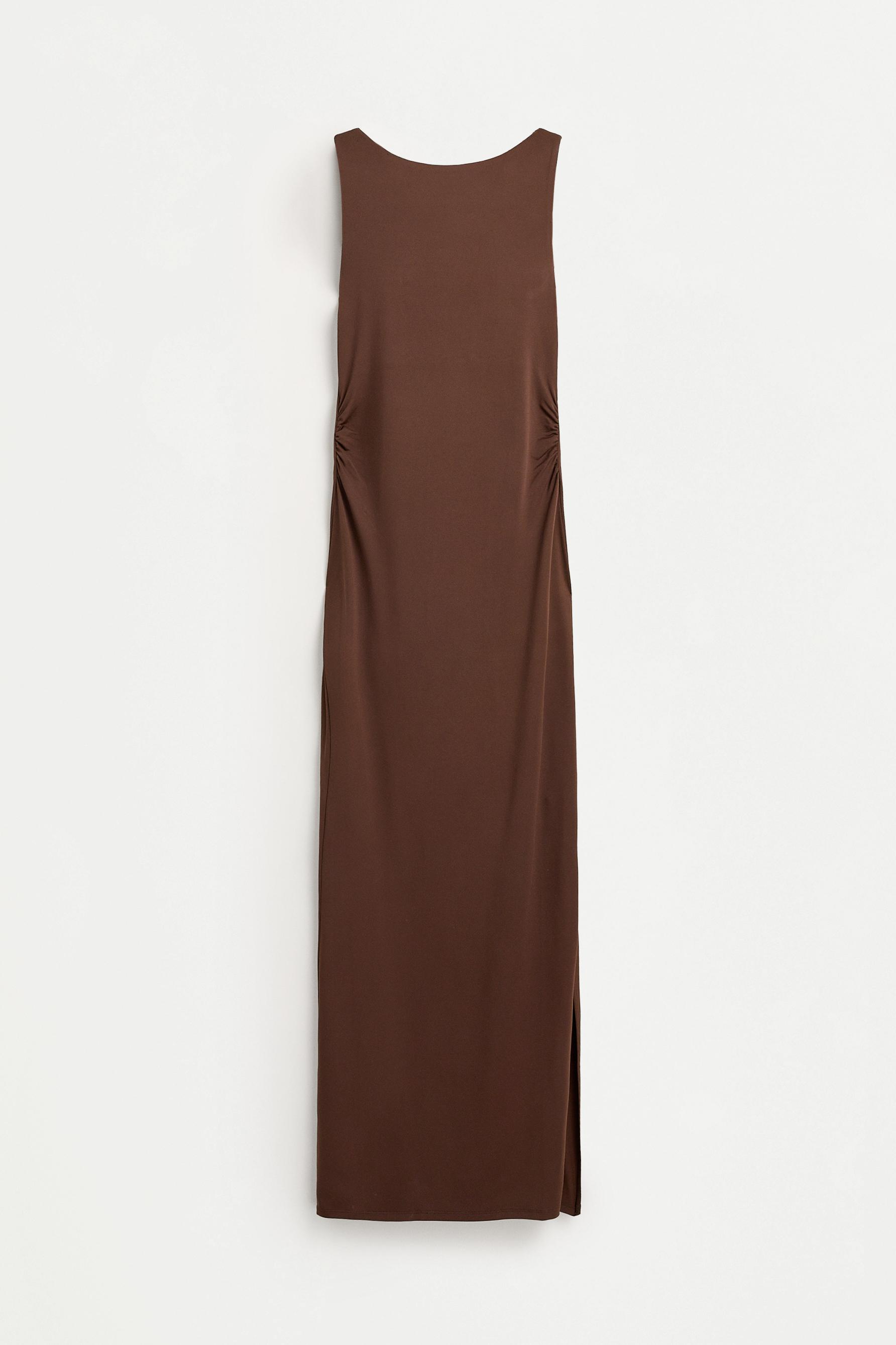 Polyamide midi dress — BROWN