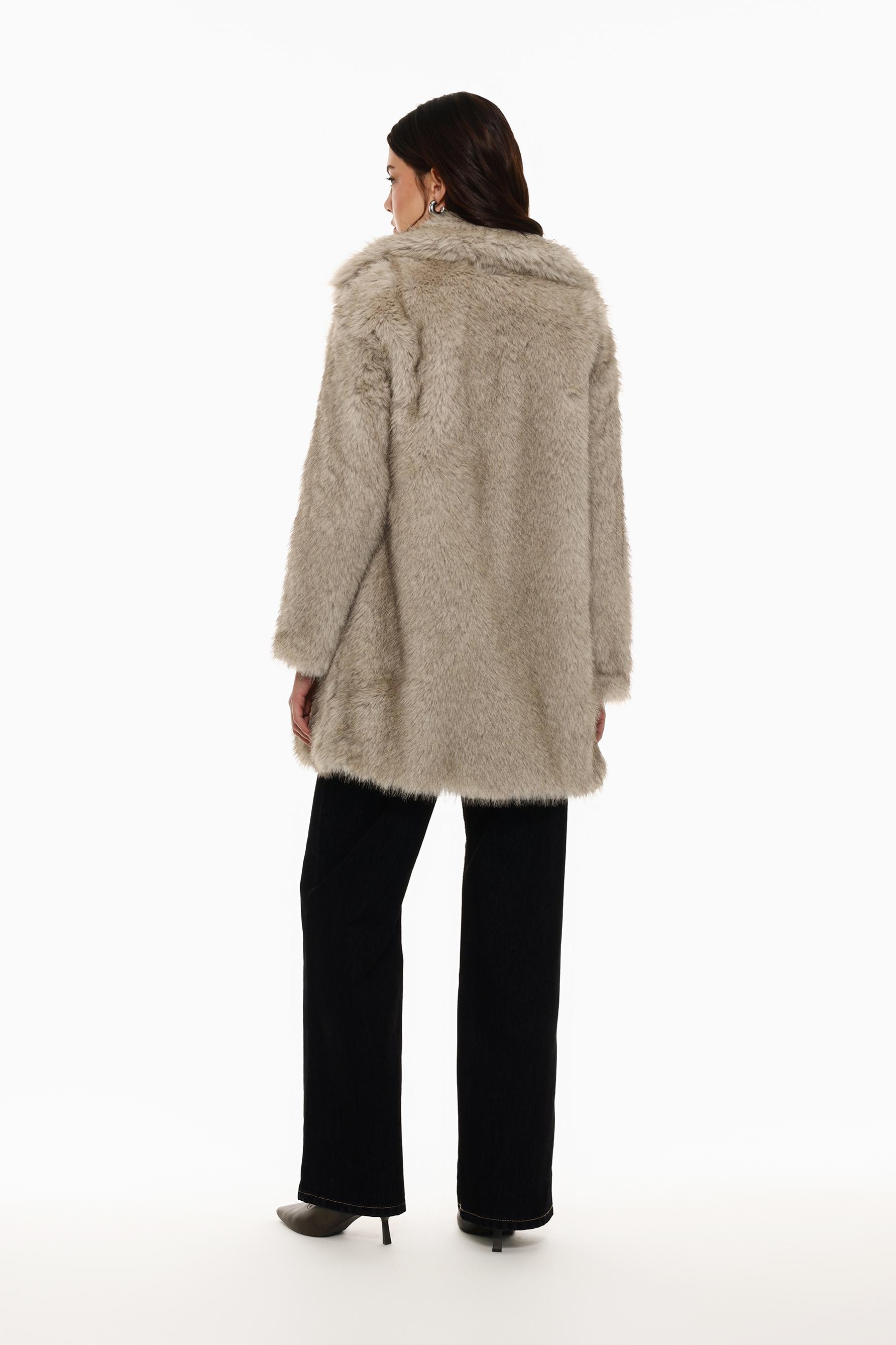 Ena pelly minimalist faux fur erkalten jacket oatmeal