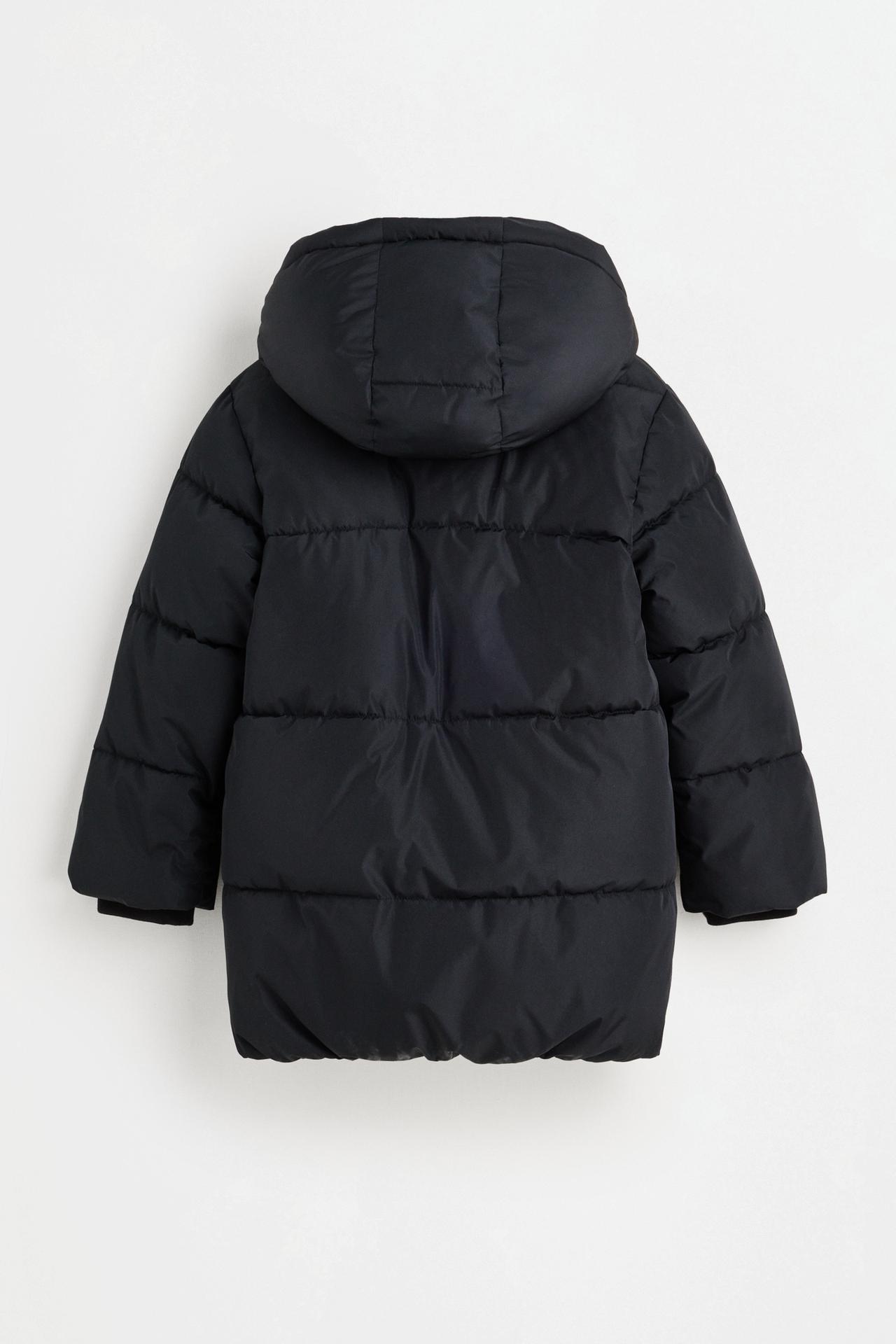 Hooded quilted coat — BLACK