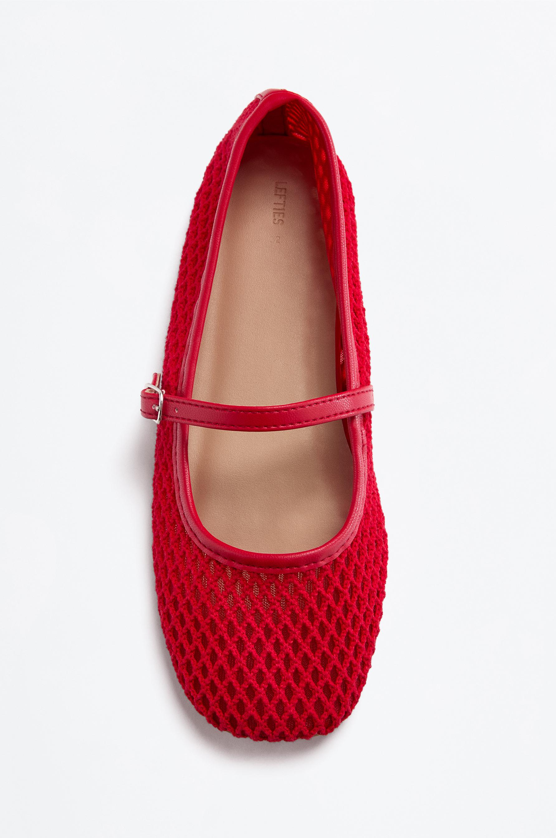 MESH BALLET FLATS — RED