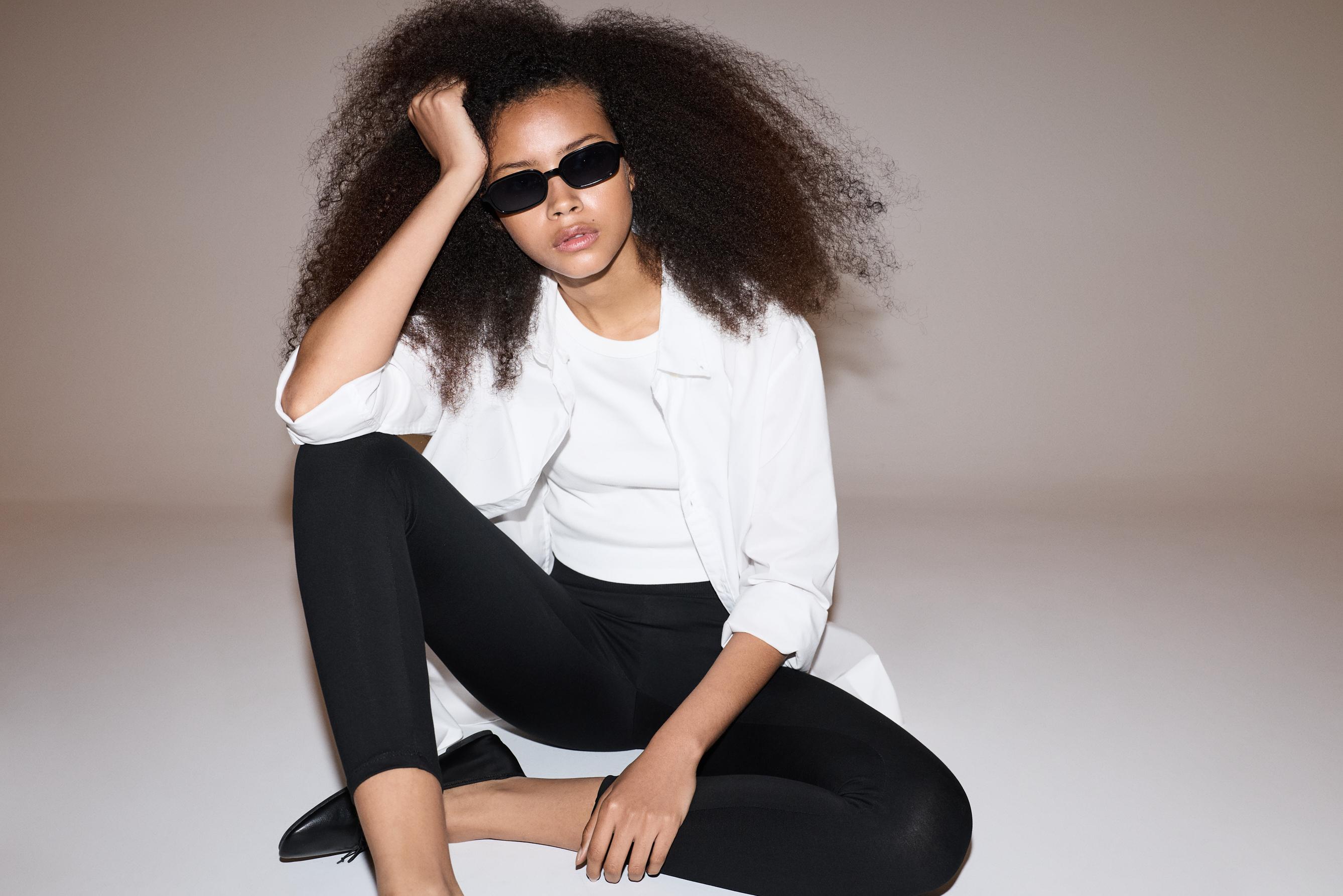 Basic ribbed waist leggings — BLACK