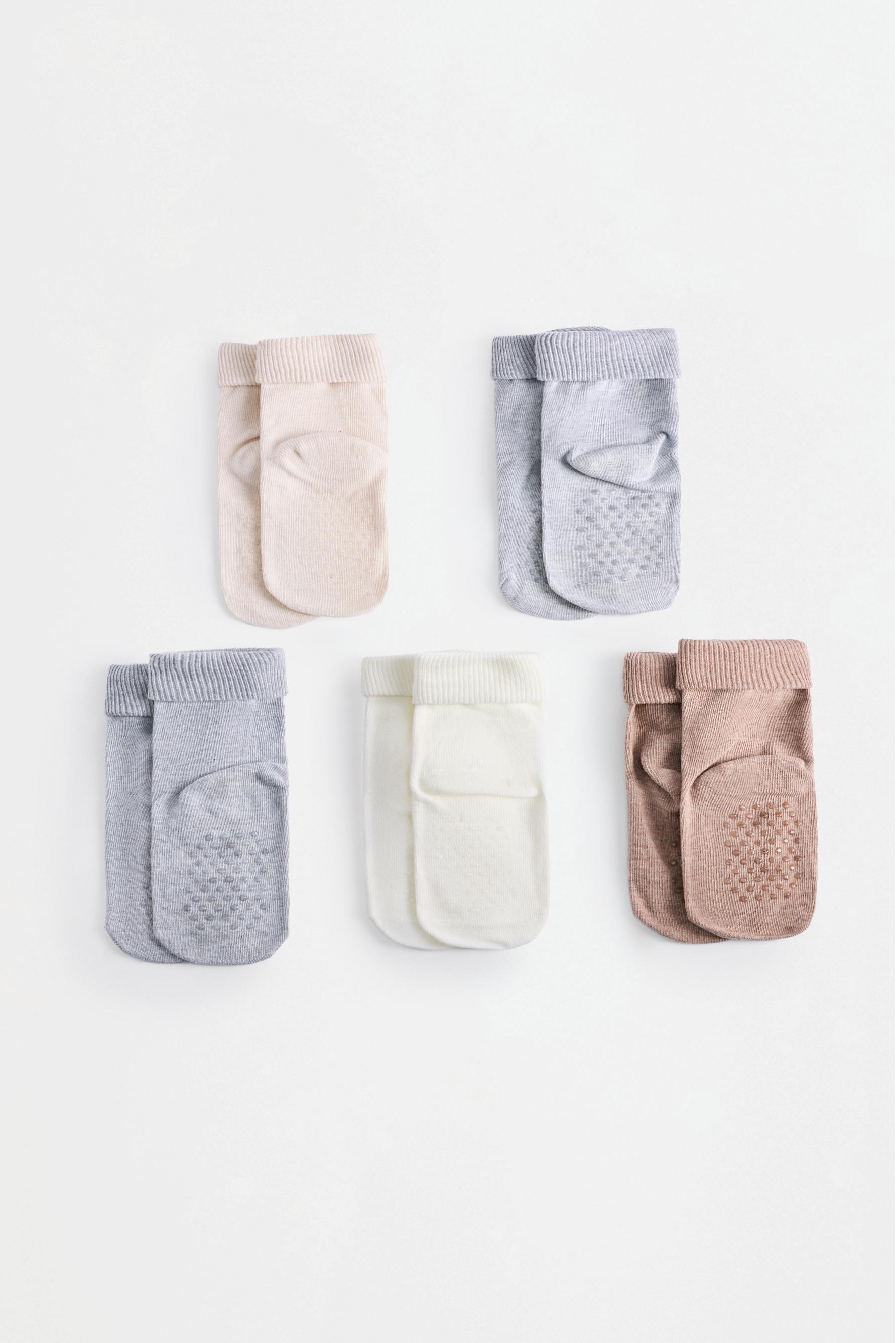 Long socks with fold-over cuff (5-pack) — GREY