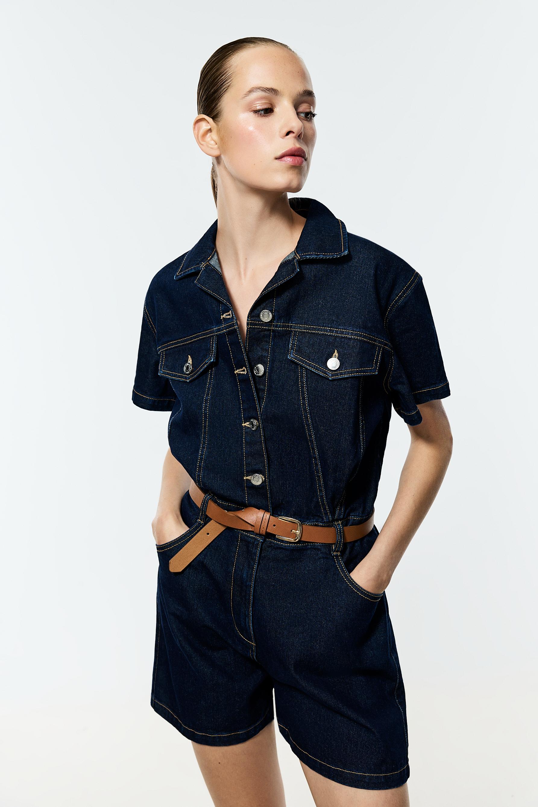 Short denim jumpsuit — BLUE