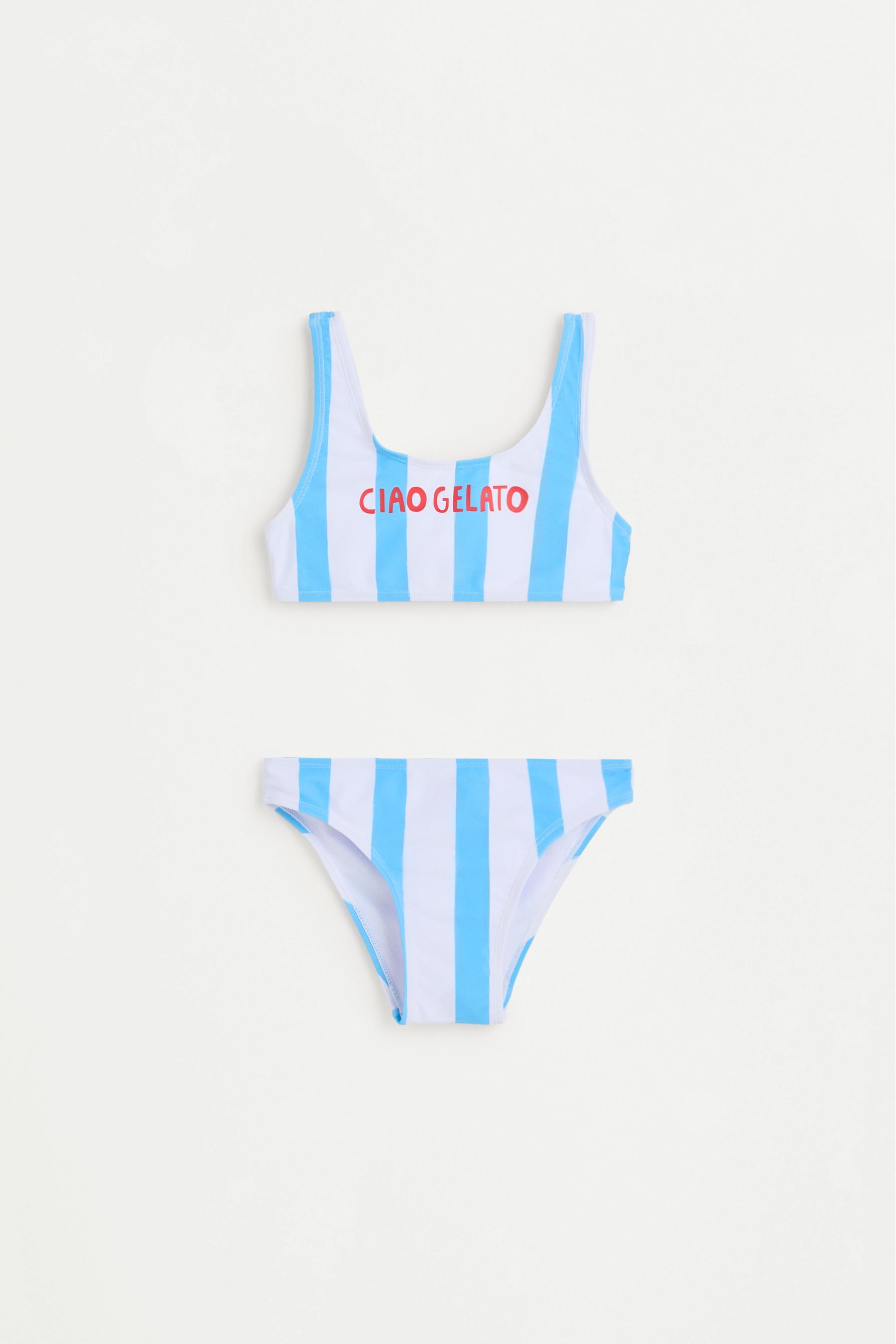 Striped print bikini — BLUE