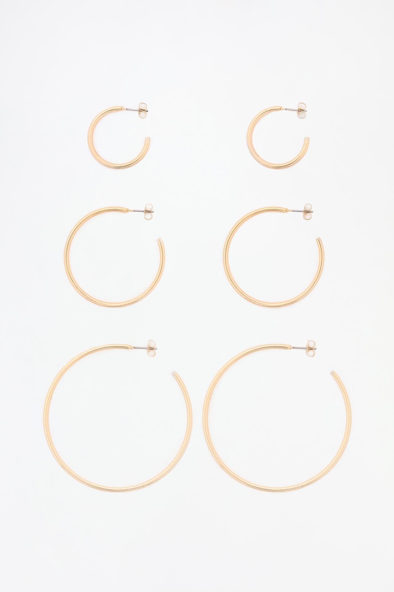 Pack of 3 hoop earrings — GOLD
