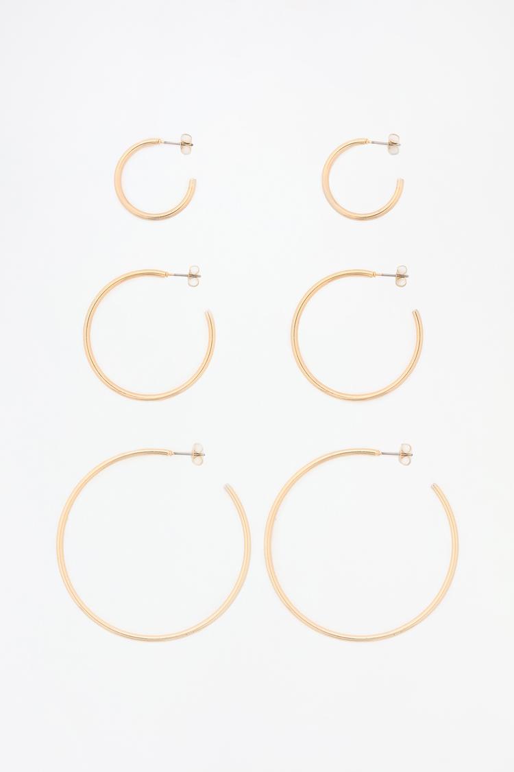Pack of 3 hoop earrings — GOLD