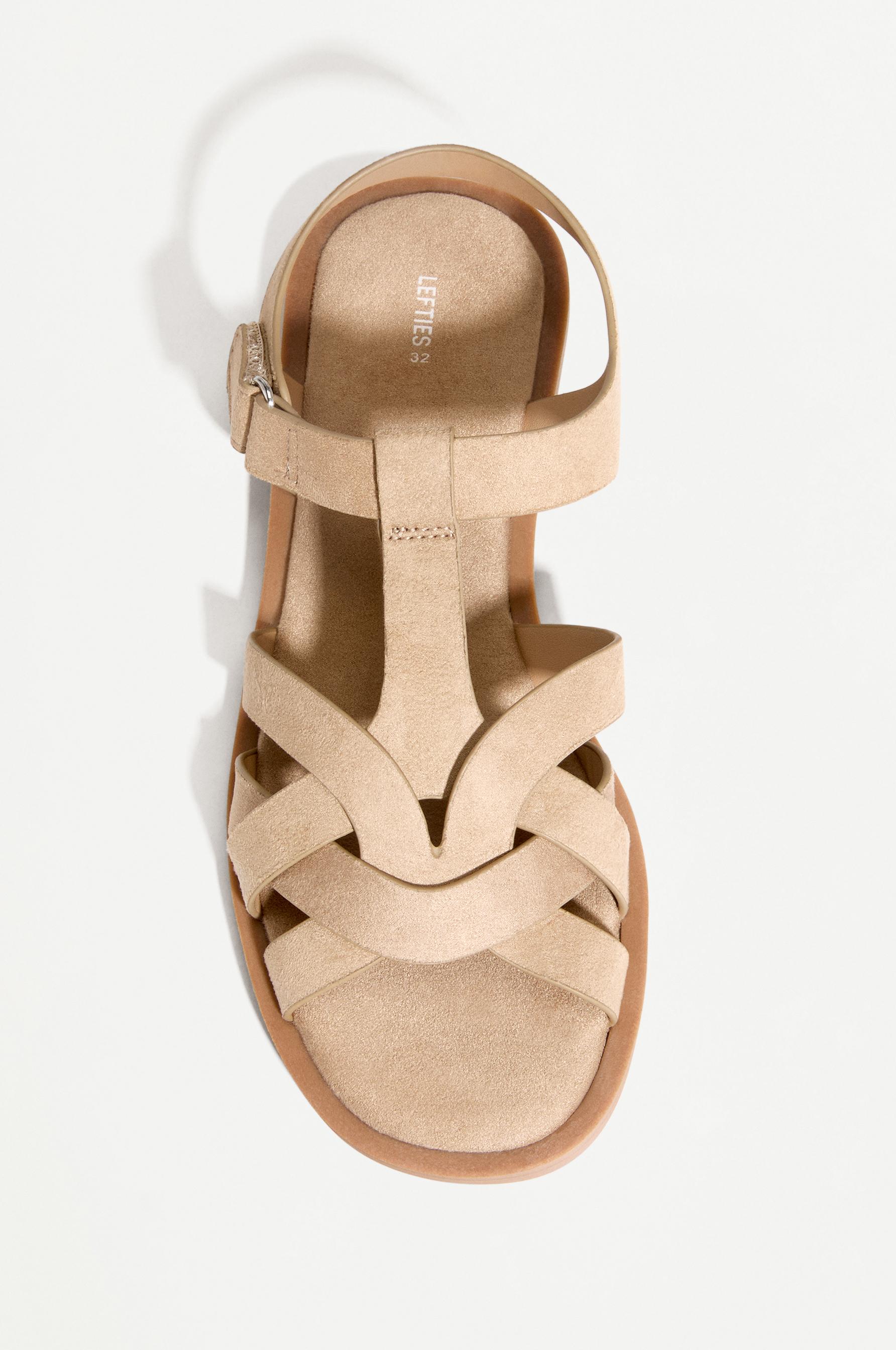 Faux suede cage sandals — ECRU