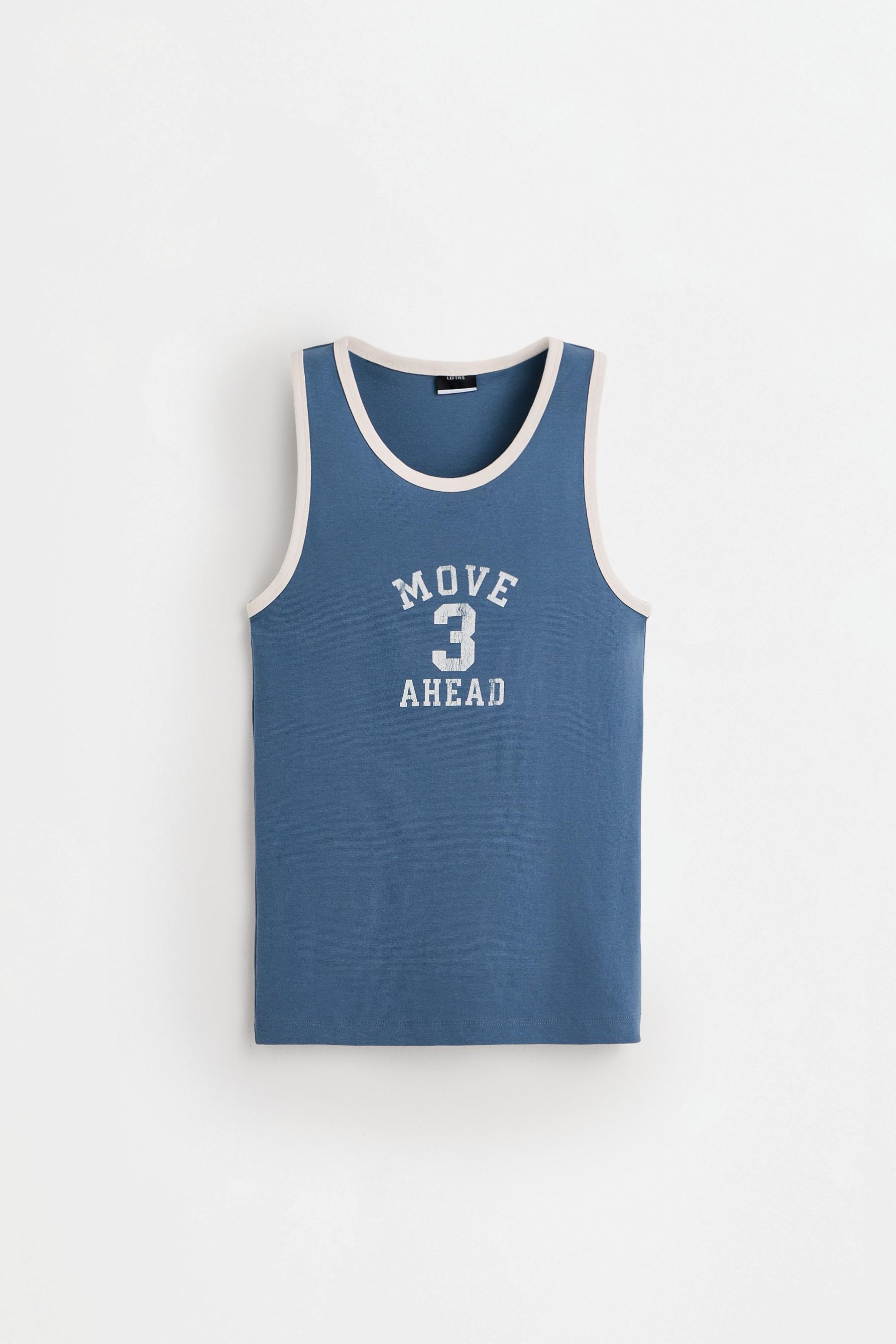Contrast print tank top — MEDIUM BLUE