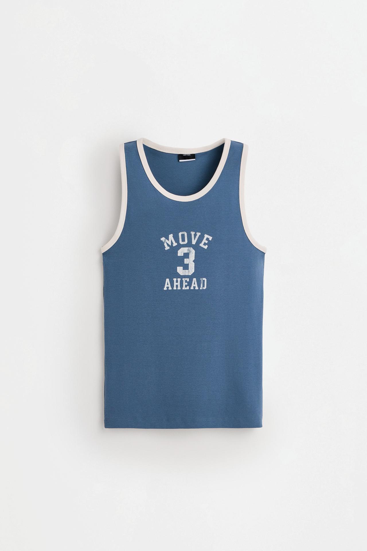 Contrast print tank top — MEDIUM BLUE