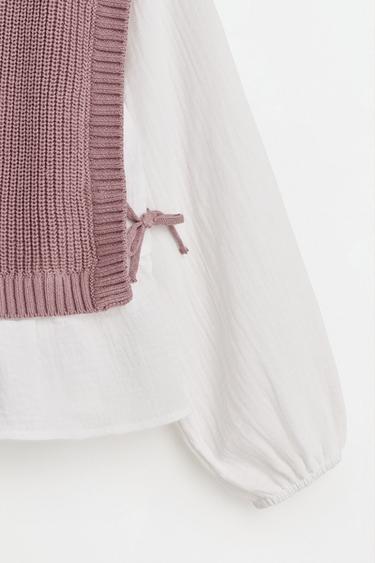 Knit Vest and Blouse Co-ord — CHALK PINK 3