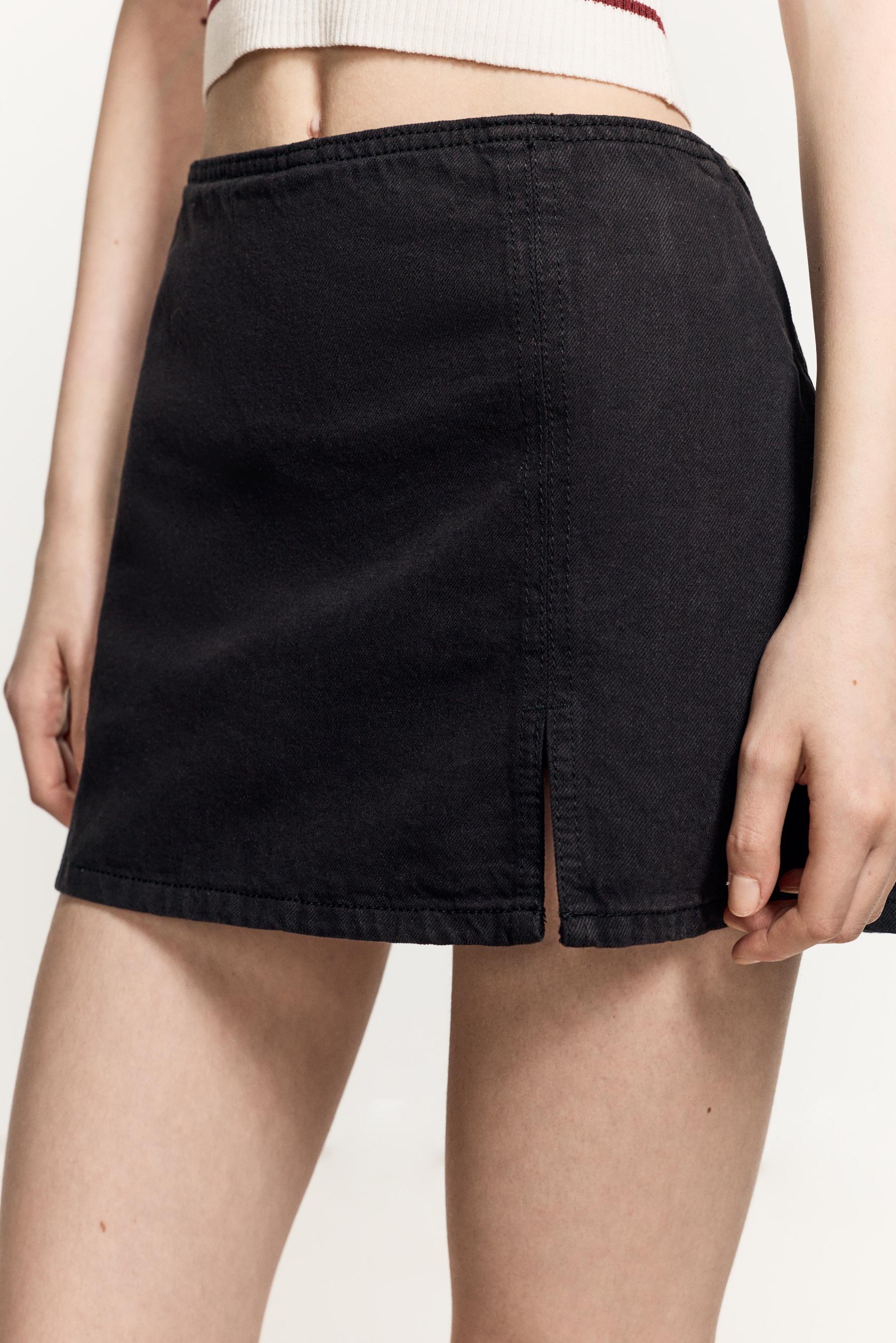 Denim skort — BLACK