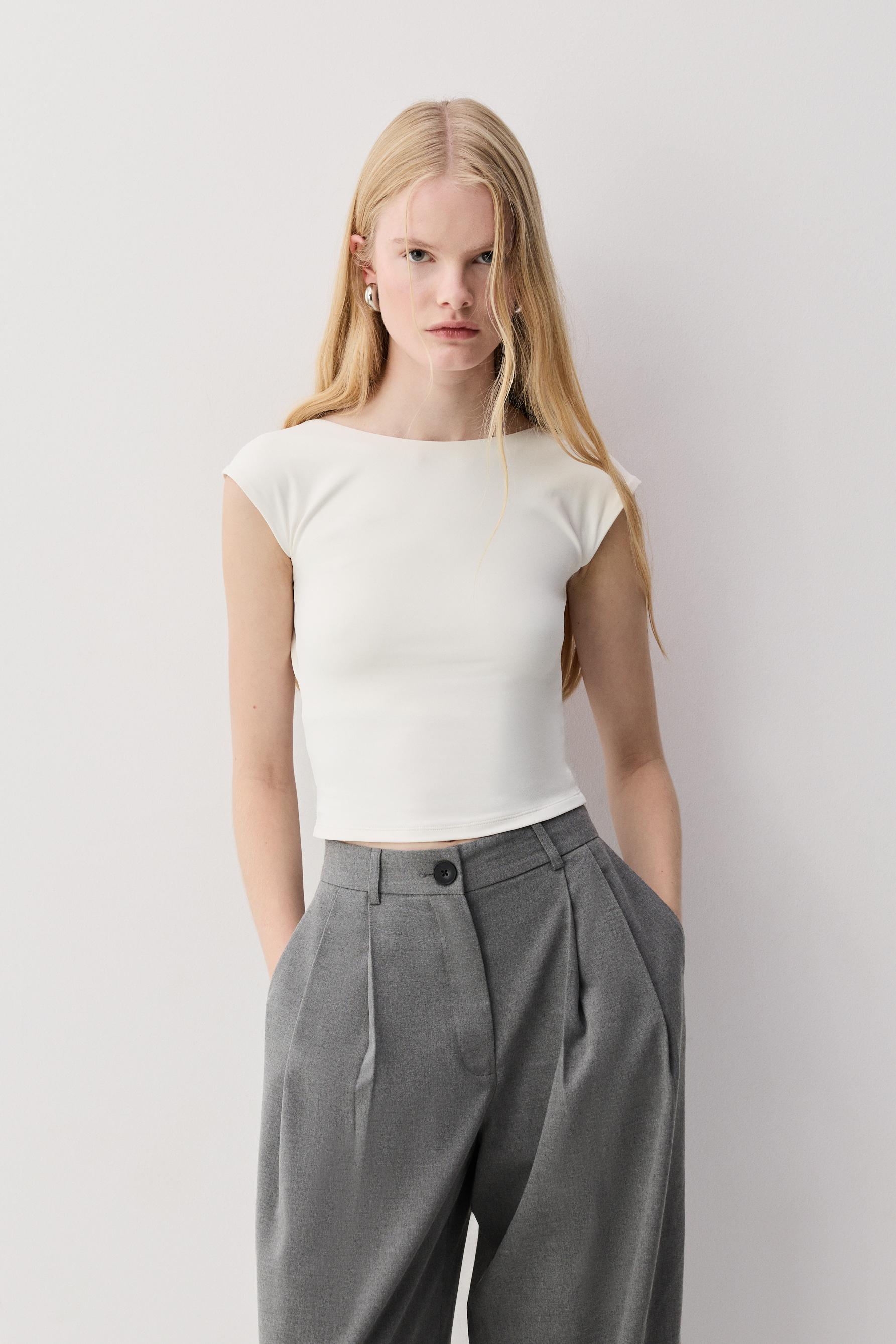 Polyamide T-shirt with open back — WHITE