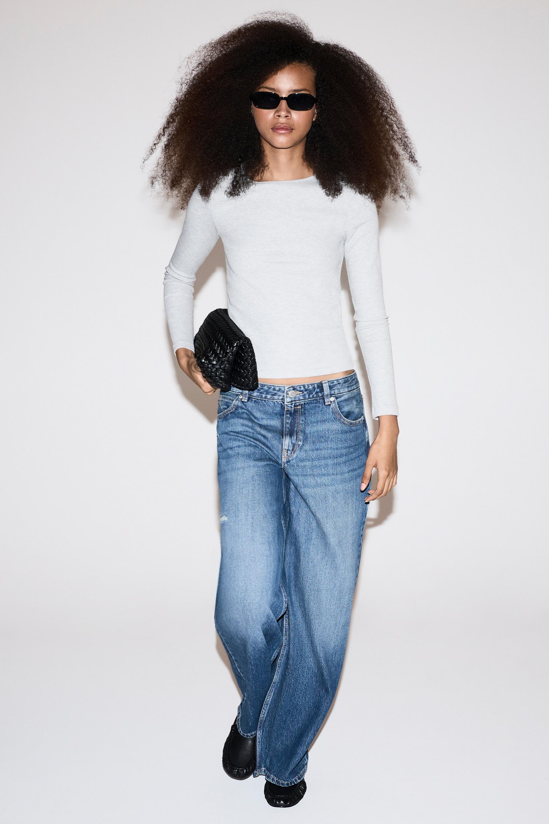 Wide-leg low-waist jeans — DARK BLUE