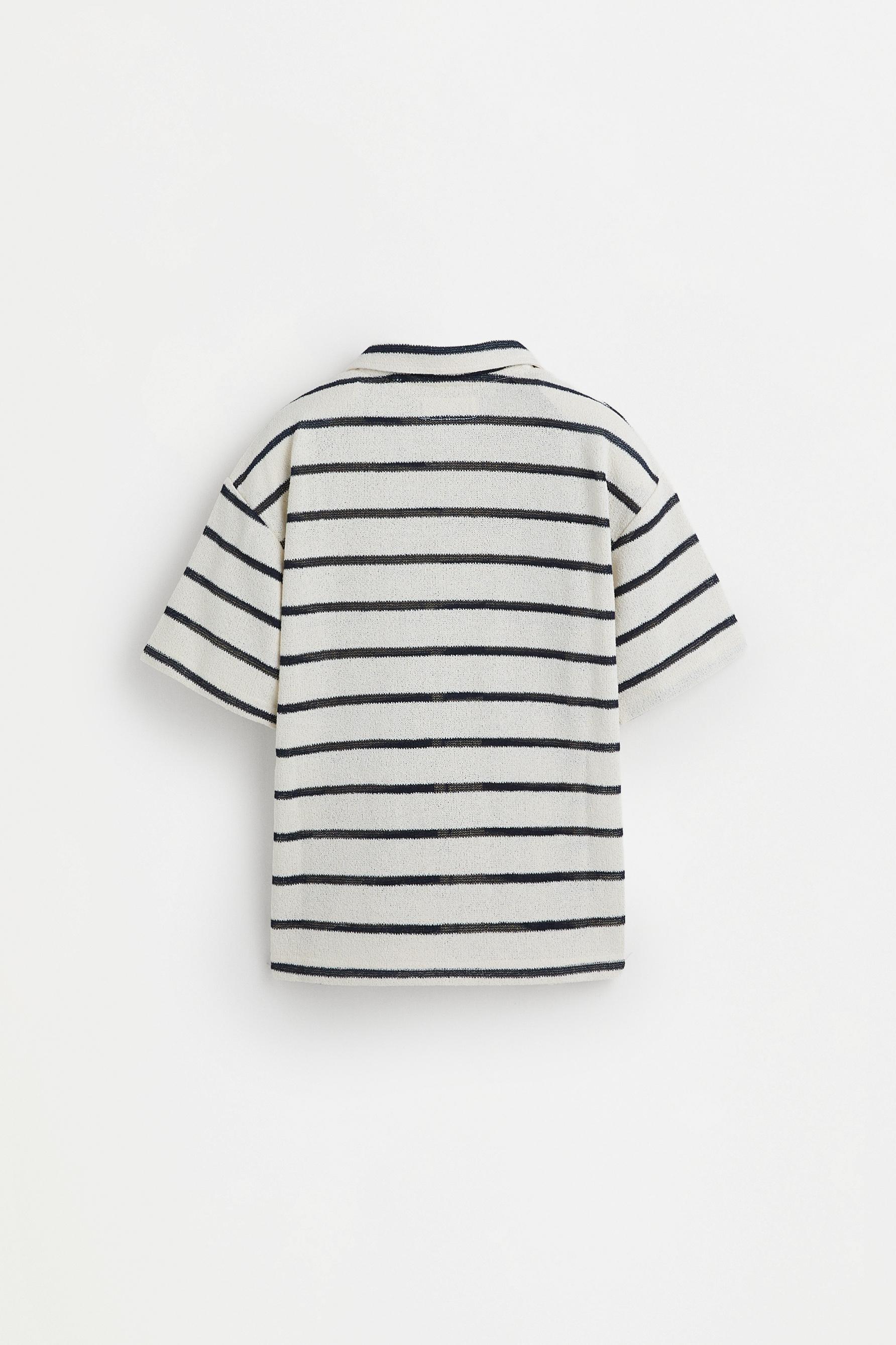 Bias cut striped shirt — ECRU