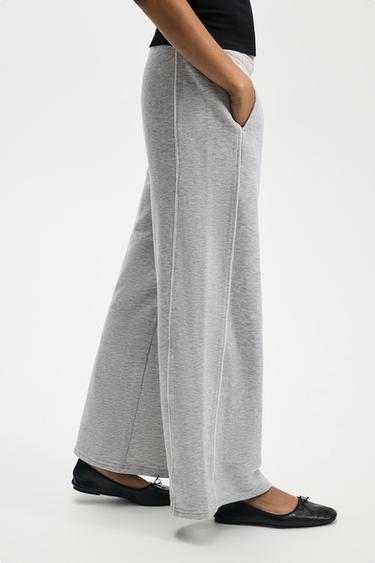 Wide-leg tracksuit trousers with contrast trim — GREY MARL 3