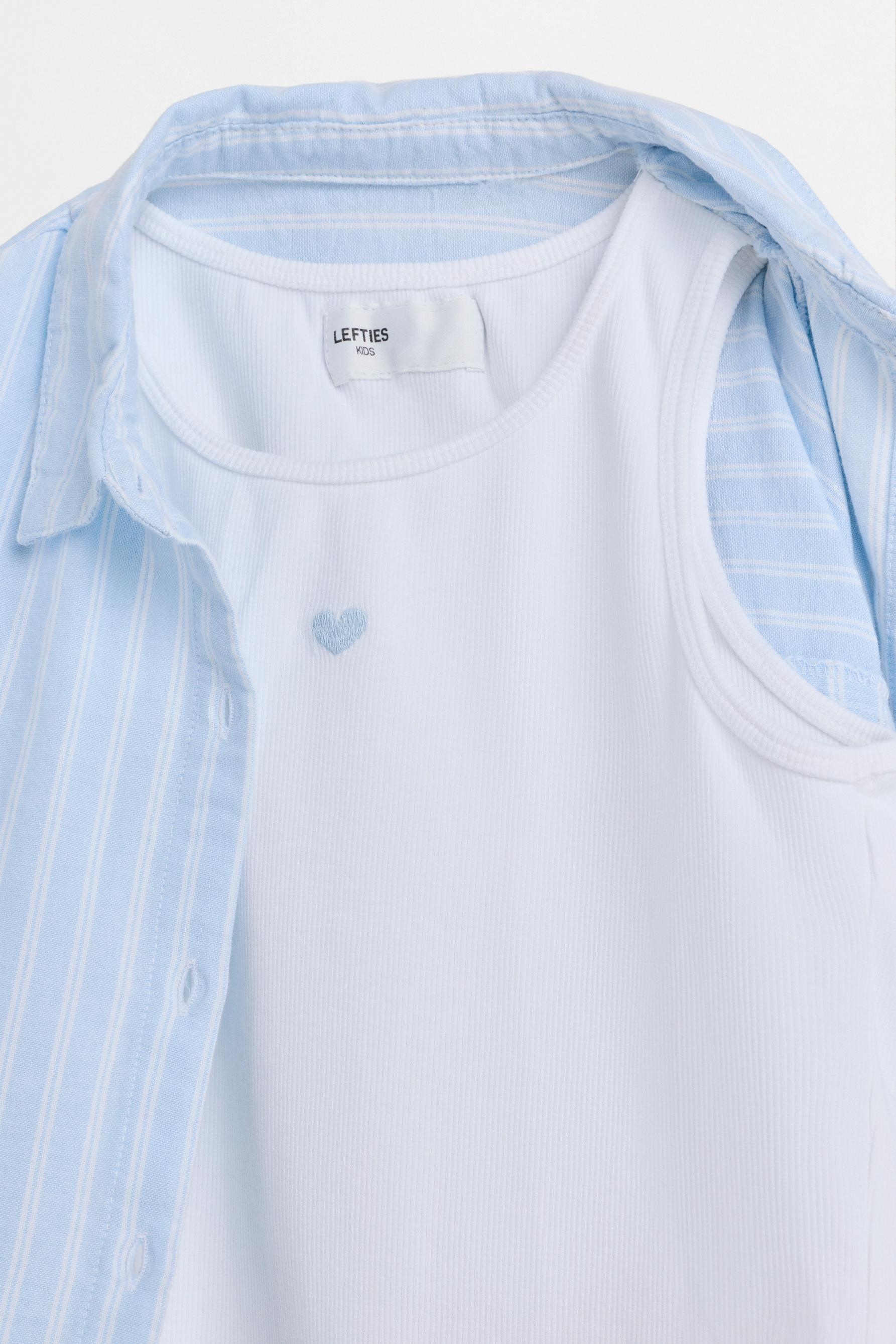 Striped shirt and ribbed T-shirt pack — WATER BLUE