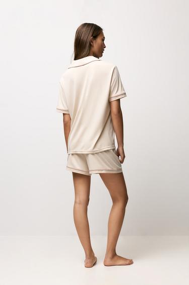 Short shirt-style pyjamas — BEIGE MARL 4