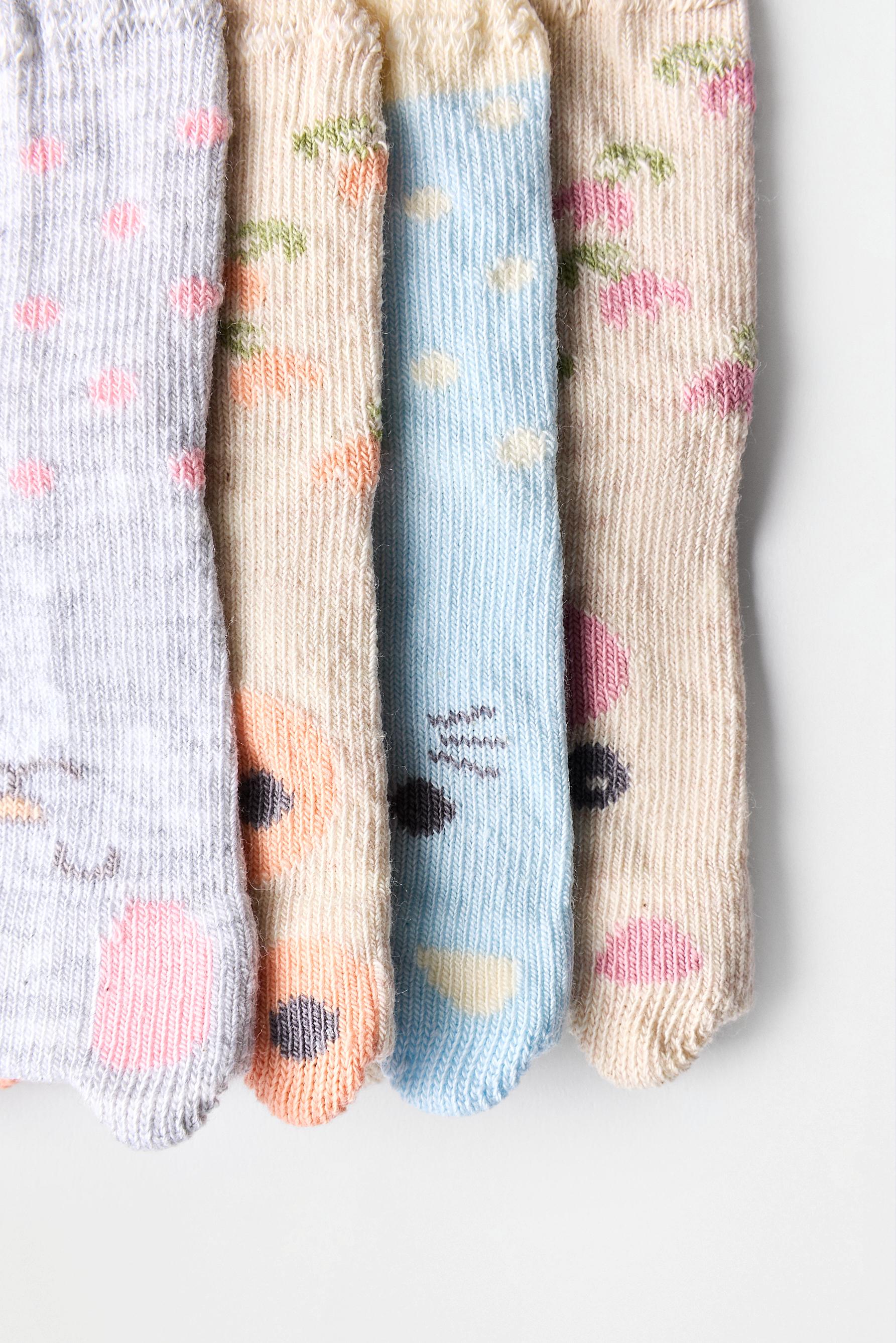 Animal ankle socks (4-pack) — PINK/WHITE
