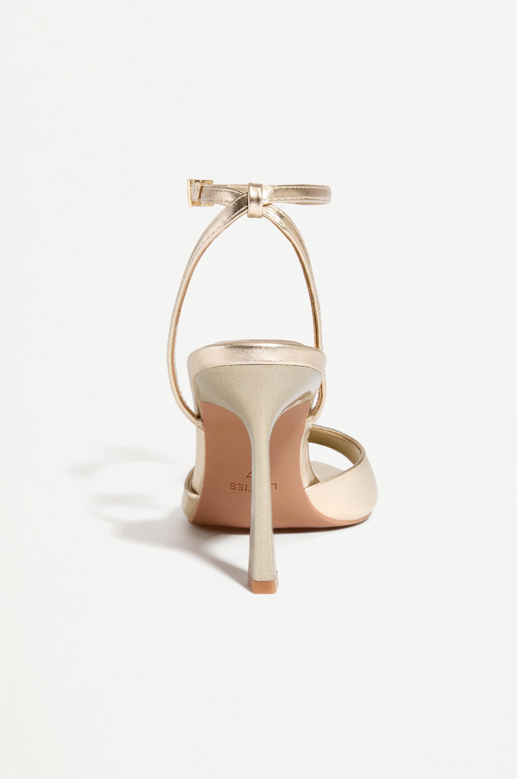 Gold heeled ankle strap sandals — GOLD