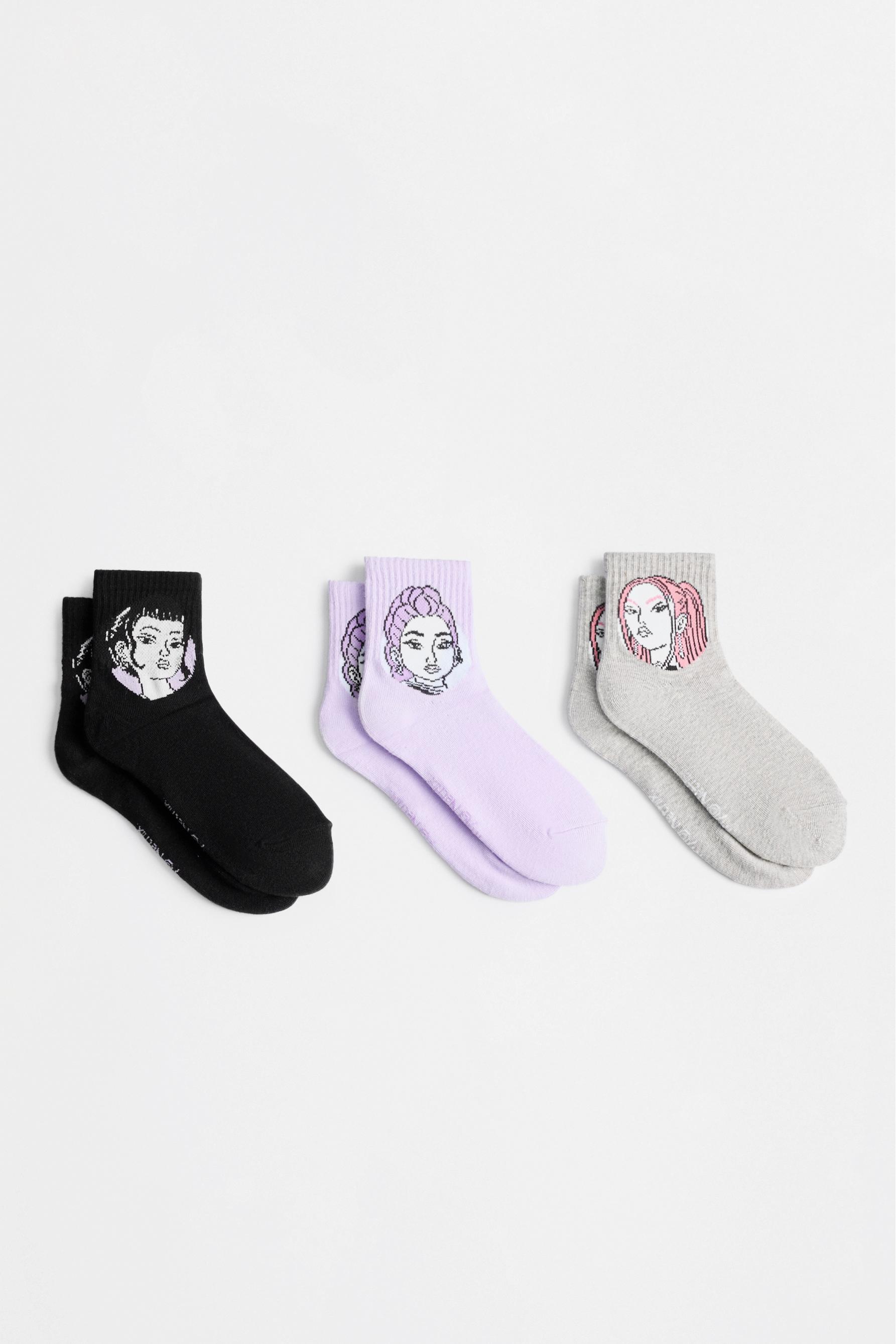 Huntrix K-Pop Demon Hunters ™/© Netflix Ankle Socks (3-Pack) — LILAC/WHITE