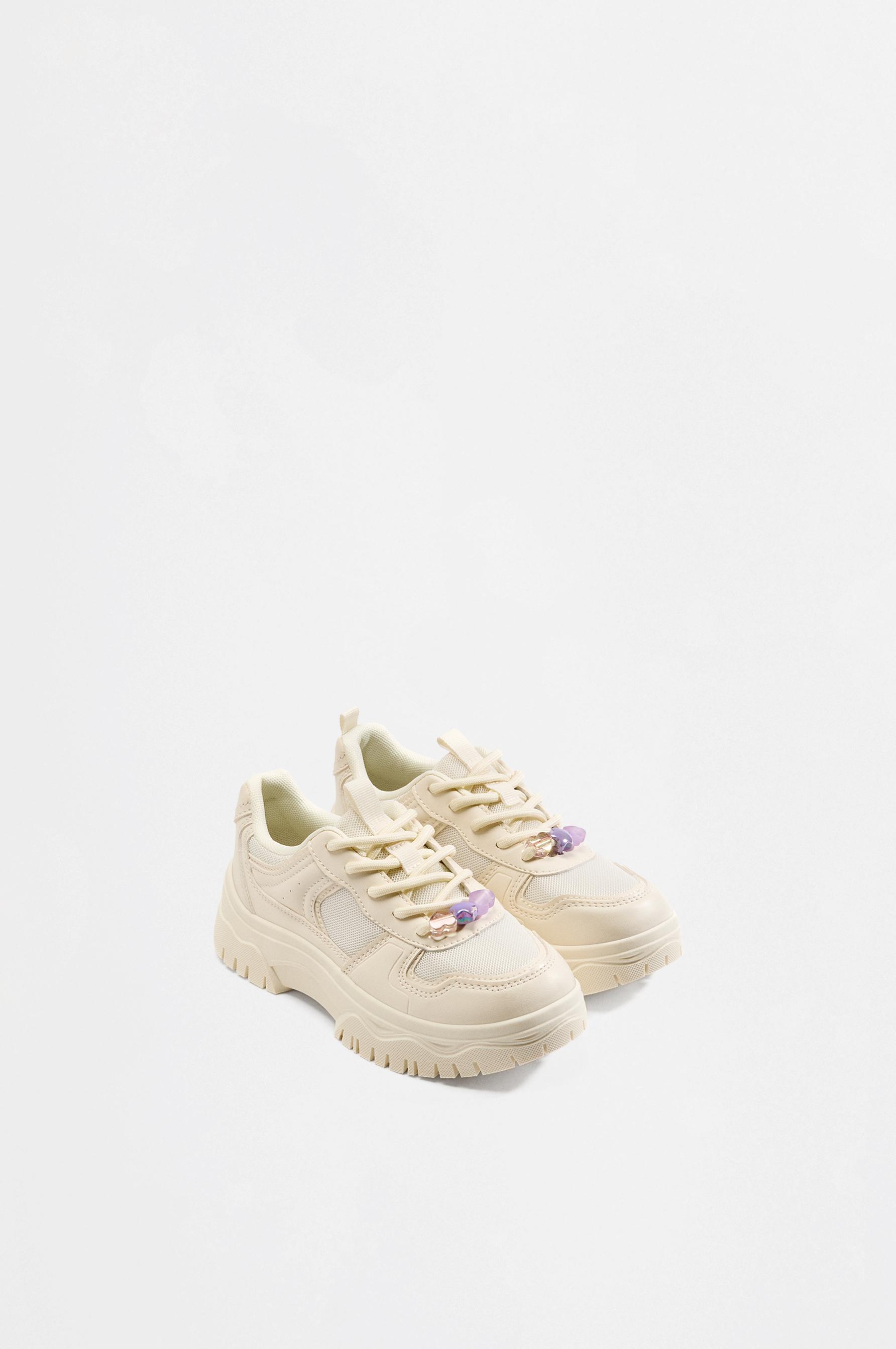 Platform charm sneakers — WHITE