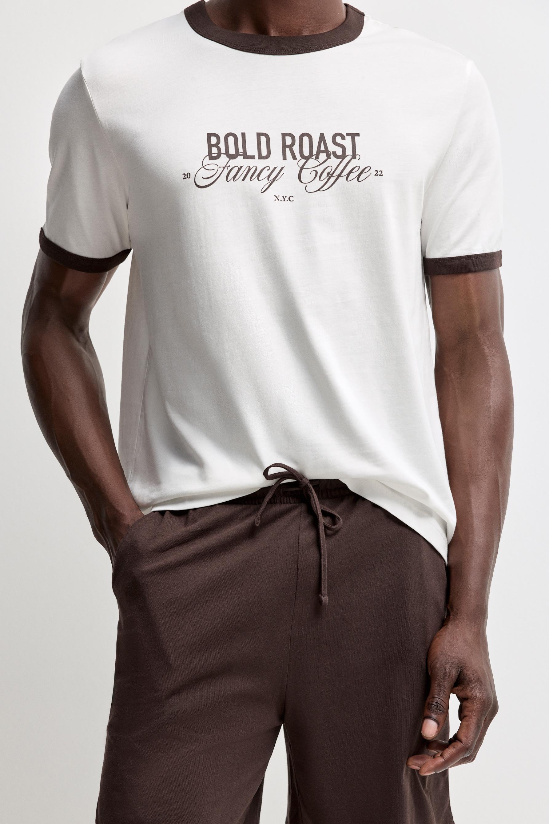 Straight fit printed short pyjamas — WHITE