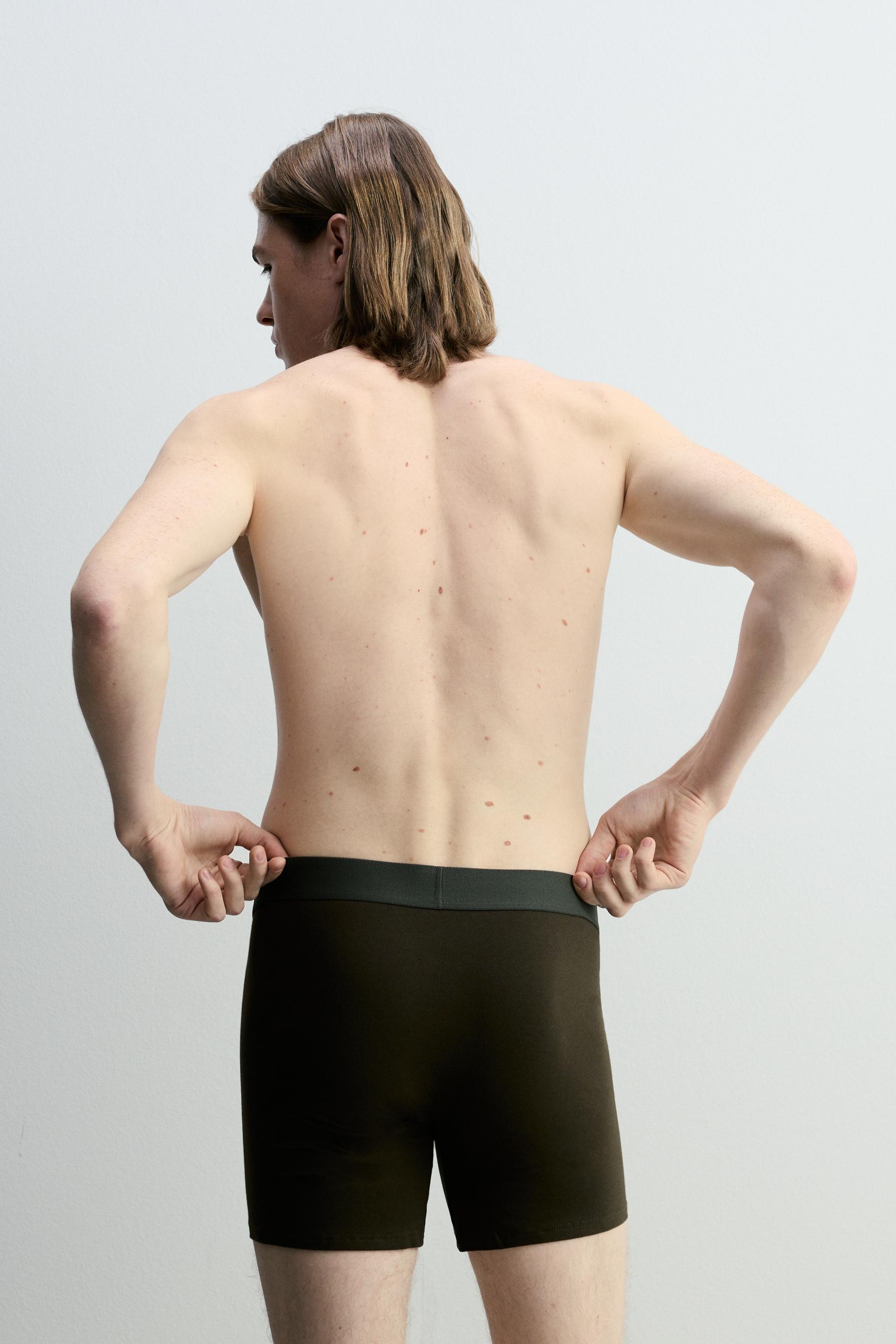 3-pack of long basic boxers — KHAKI