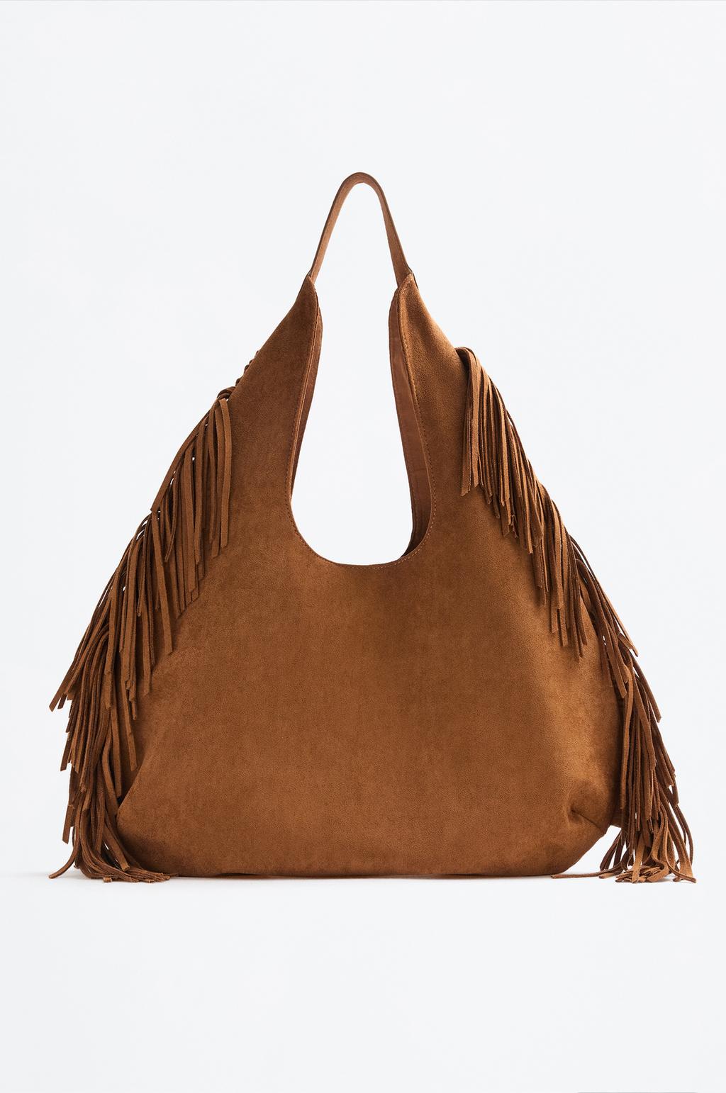 Bolso shopper flecos efecto ante